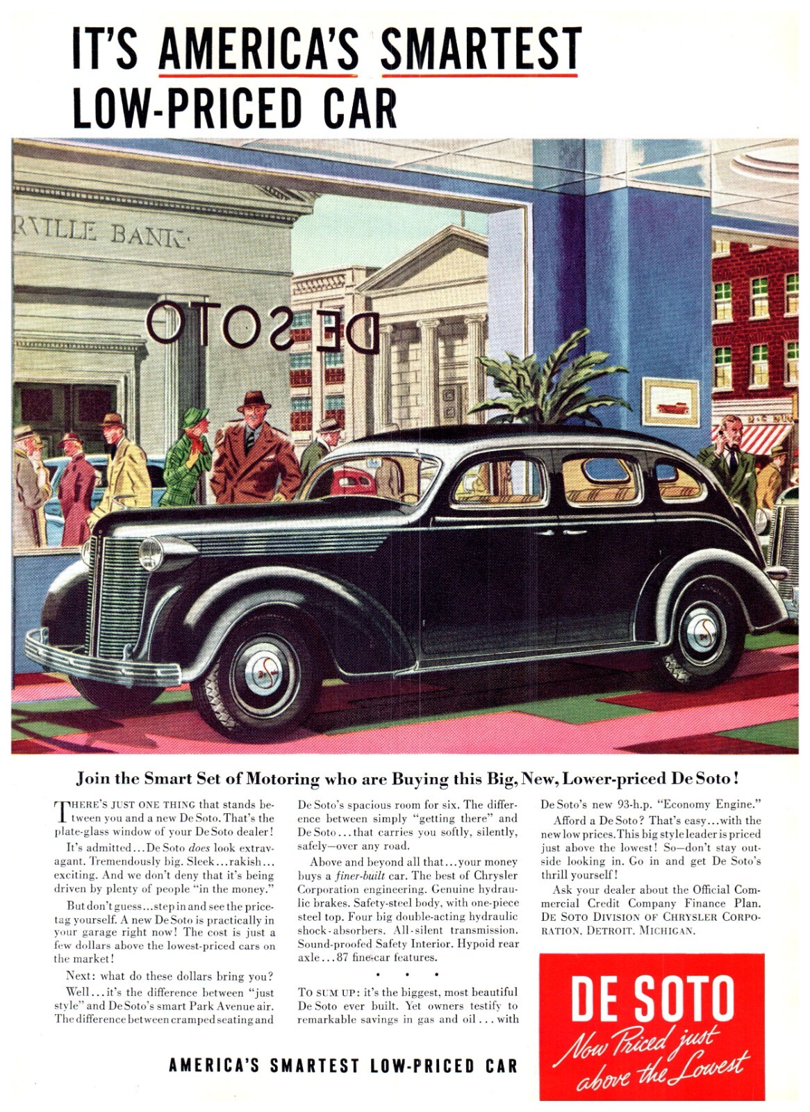 1937 De Soto vintage print ad America’s Smartest Low- Priced Car