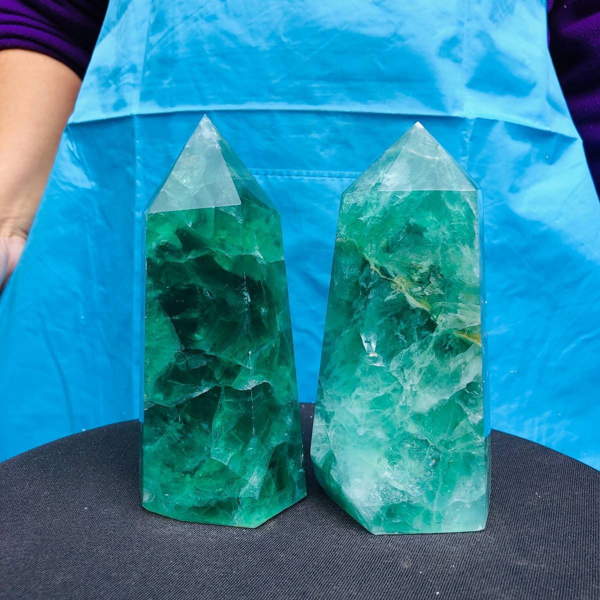 2pc 4.88LB Natural Fluorite crystal Hexagonal point Column Healing Reiki 2712