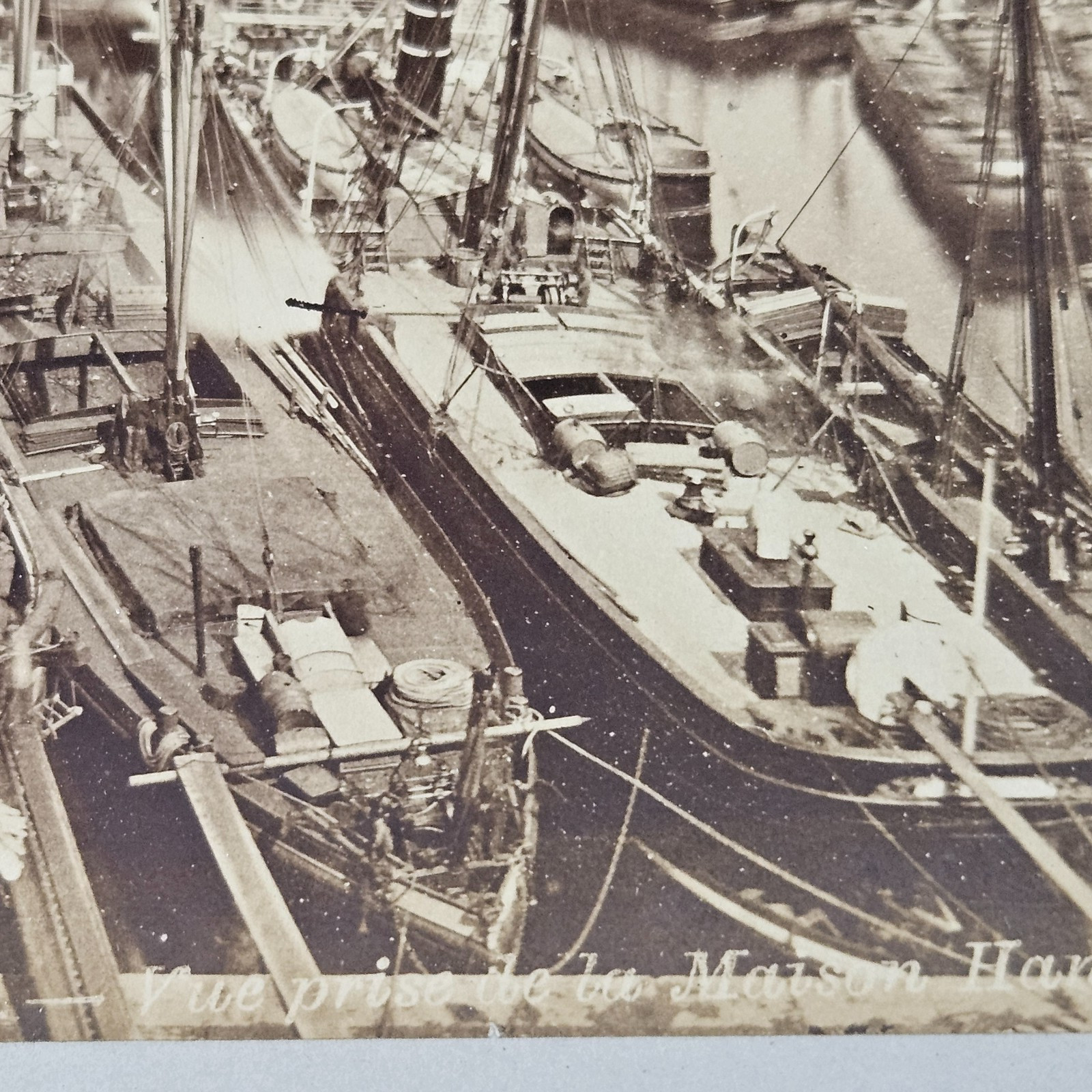 Antique Gelatin Silver 4 3/4″ x 7″ Photo Antwerp Harbor Loaded W Sailing Ships