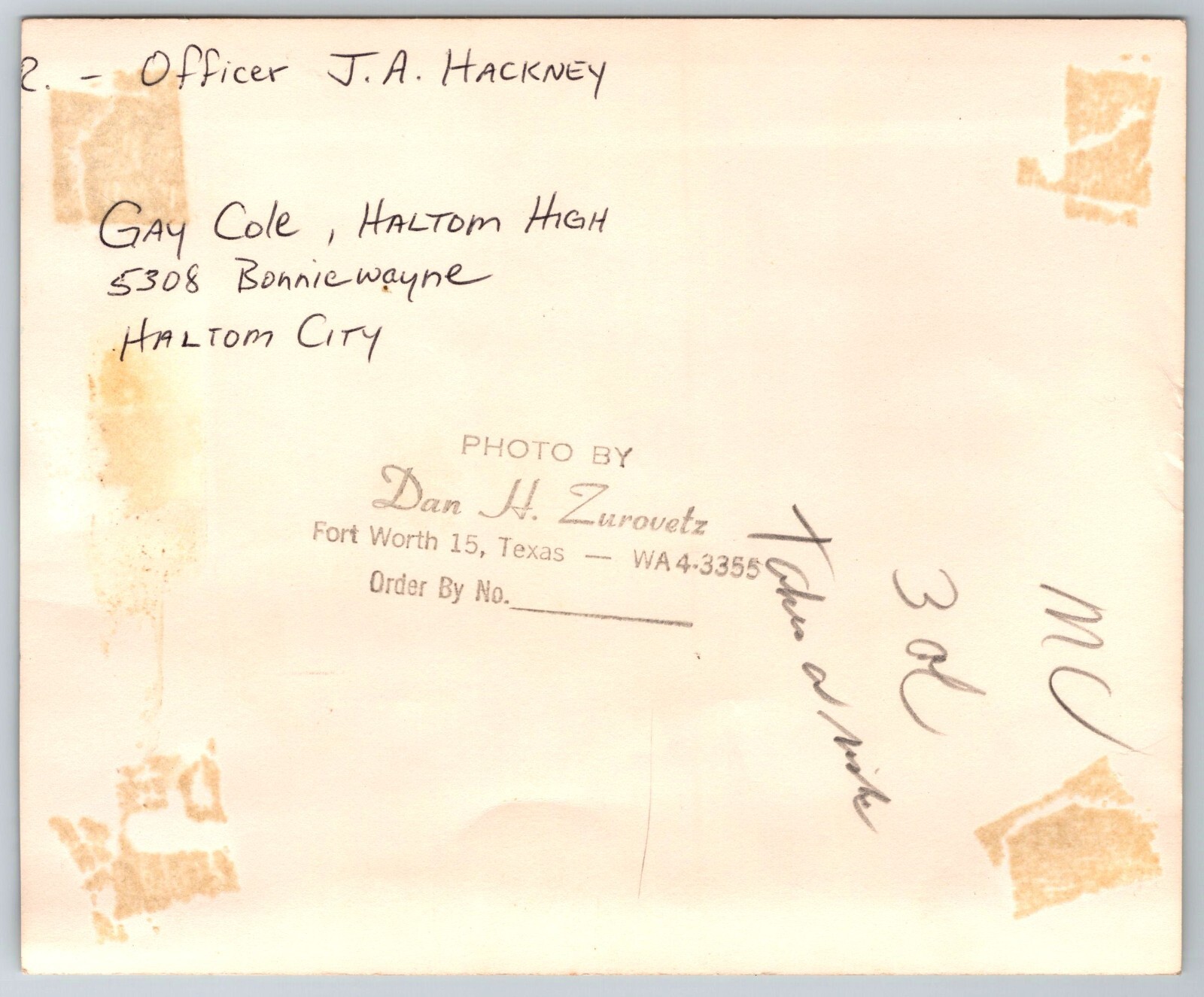 5×7 Vintage Photograph Old Picture Photography Uniform Photo Haltom CIty TX