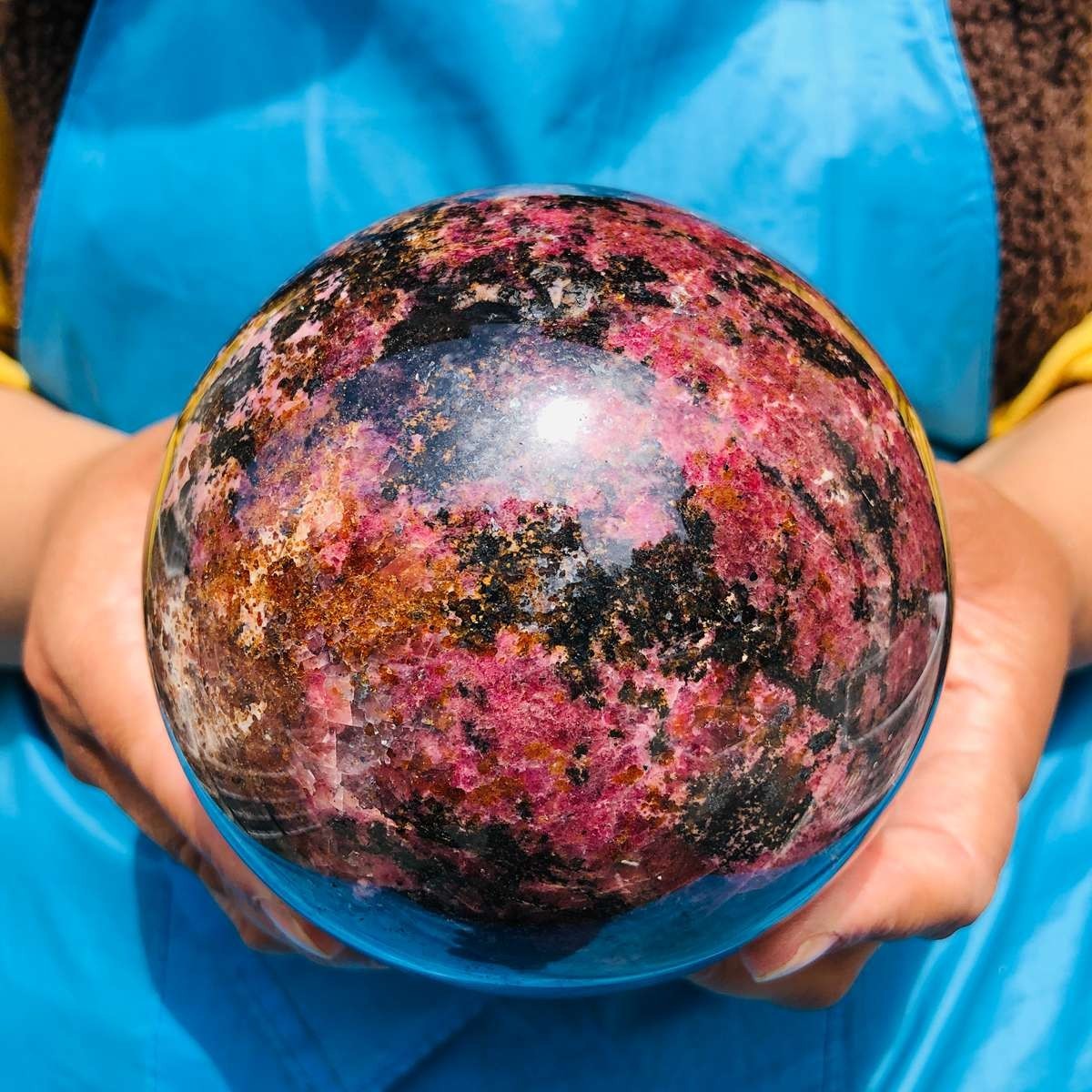 5.98LB Natural Rose grey stone quartz ball crystal healing sphere gemstone