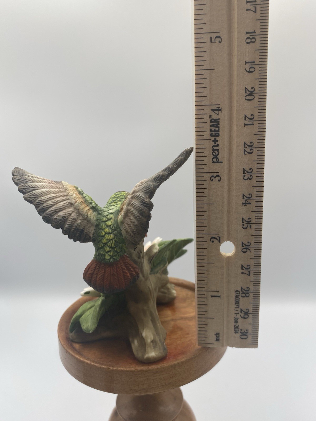 Porcelain Hummingbird In Flight Feeding On Flowers Figurine Nature Bird Watching