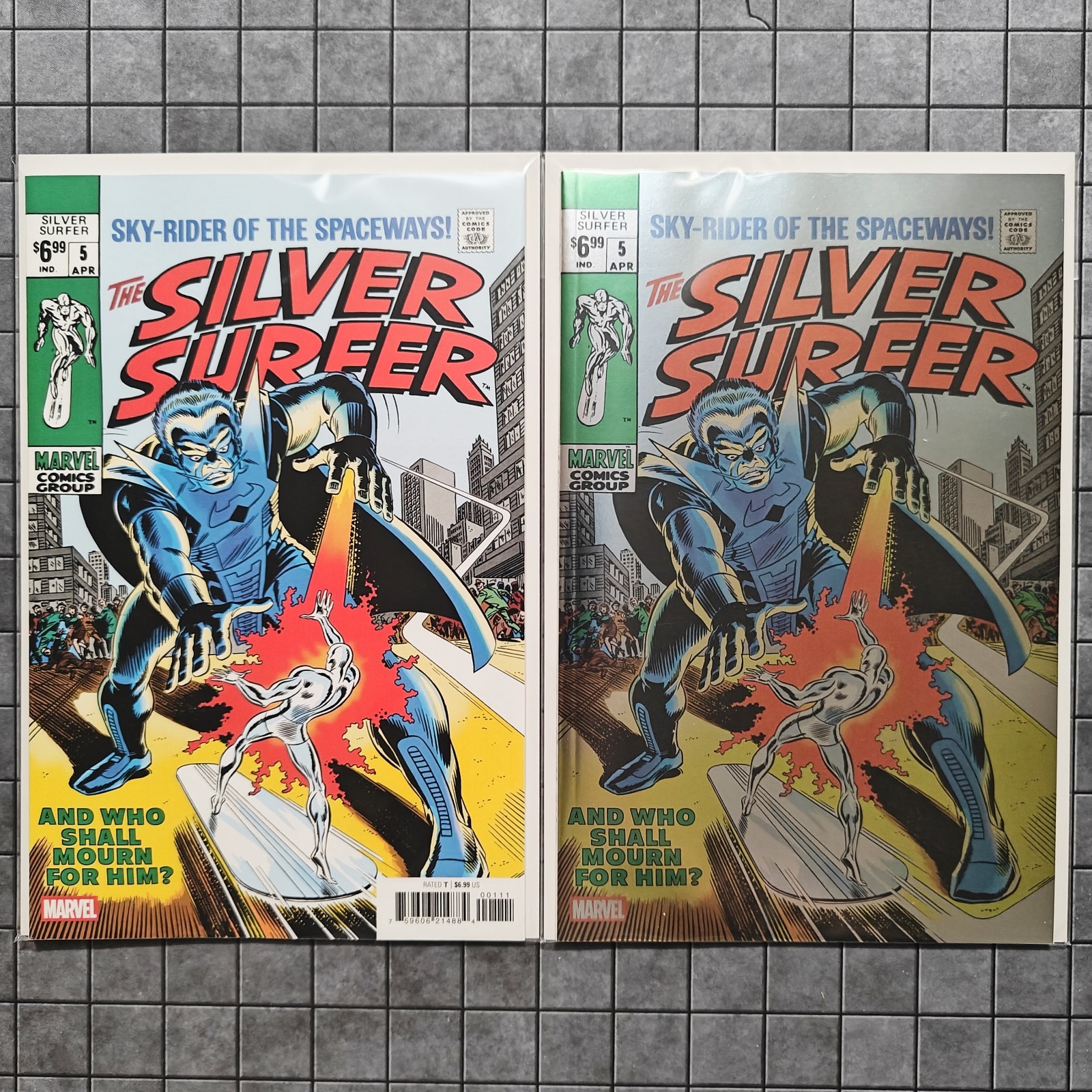The Silver Surfer #5 – (A + Foil) – 2026 Facsimile Variant Cover Set – UNREAD NM