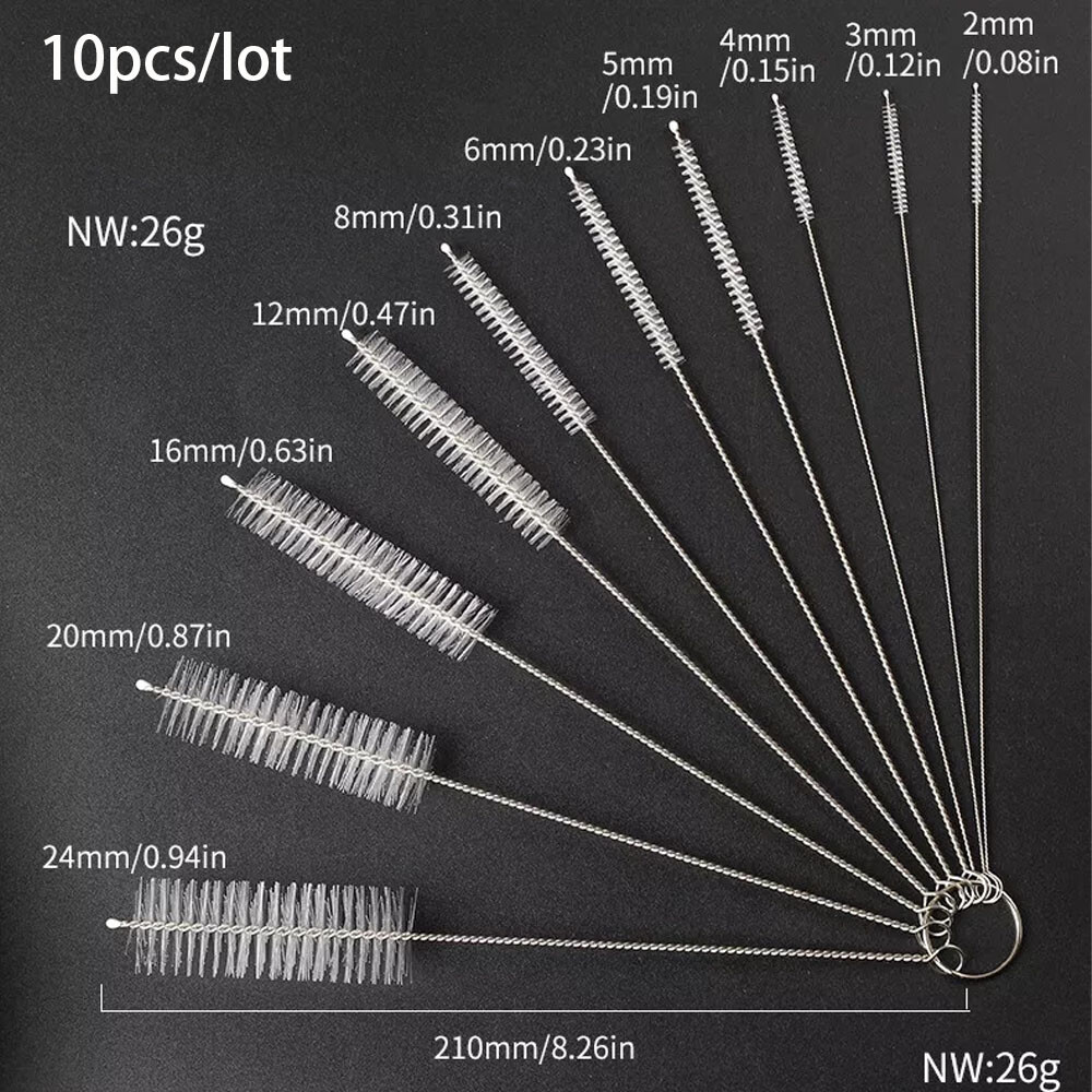 10x Nylon Stainless Steel Pipe Cleaners Brush Smoking Tobacco Pipe Cleaning Tool
