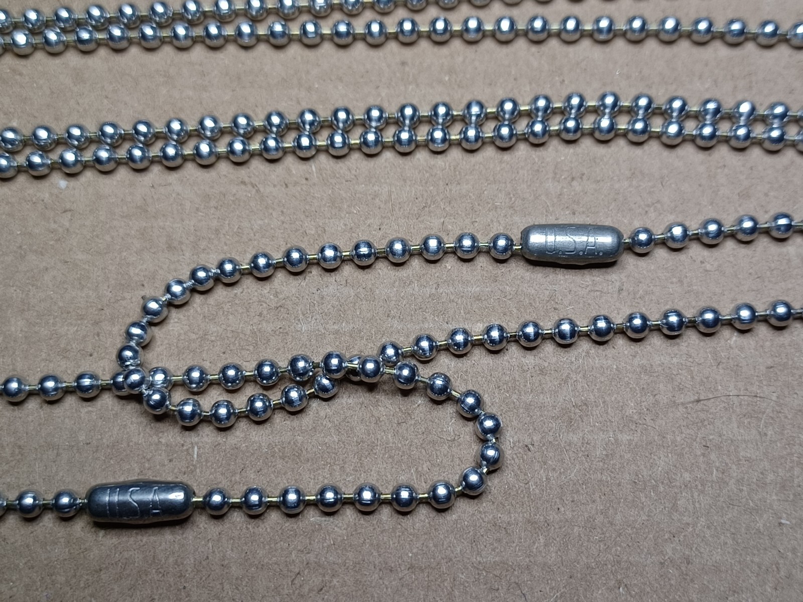 Aluminum Military Dog Tag Necklace Set 2.4mm Ball Bead 30″ Long & 6″ Short Chain