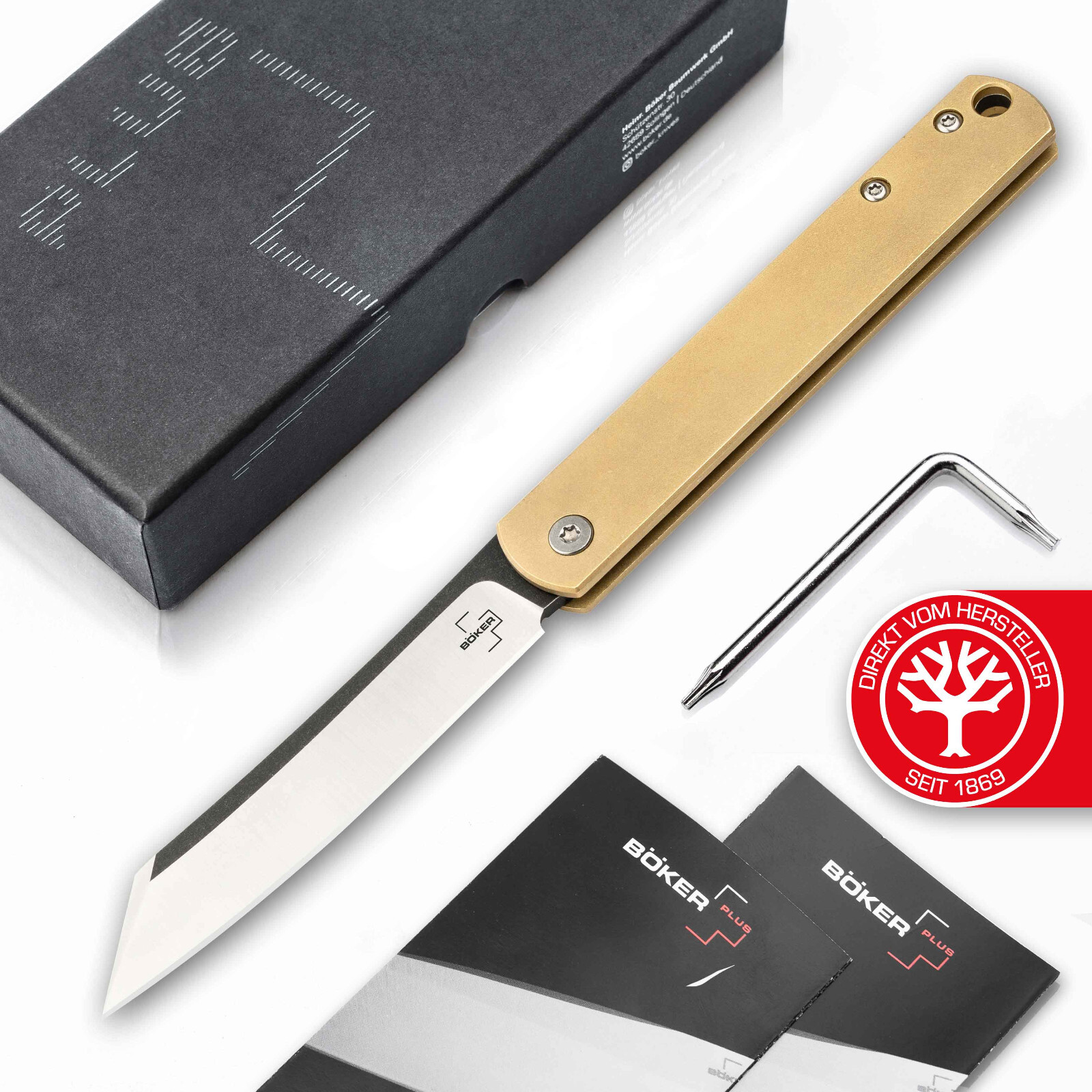 Boker Plus Zenshin 42 Brass Pocket Knife 2.95″ Blade 440C Slipjoint ✔️ 01BO369