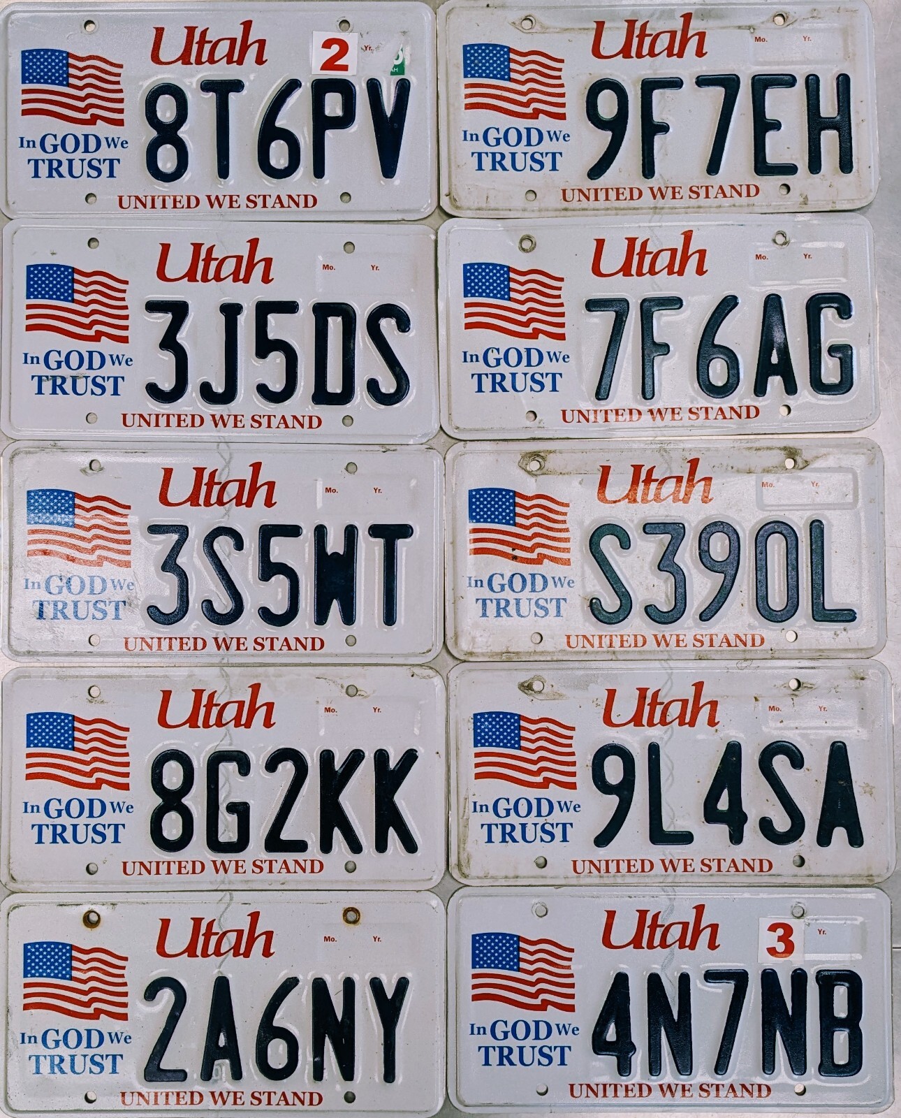 BULK LOT of 50 Utah License Plates, United We Stand. NICE QUALITY