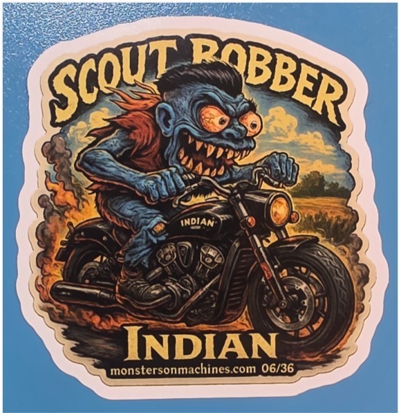 Indian Scout Bobber 9x9cm Durable Die-Cut Vinyl Sticker Number 6 of 36