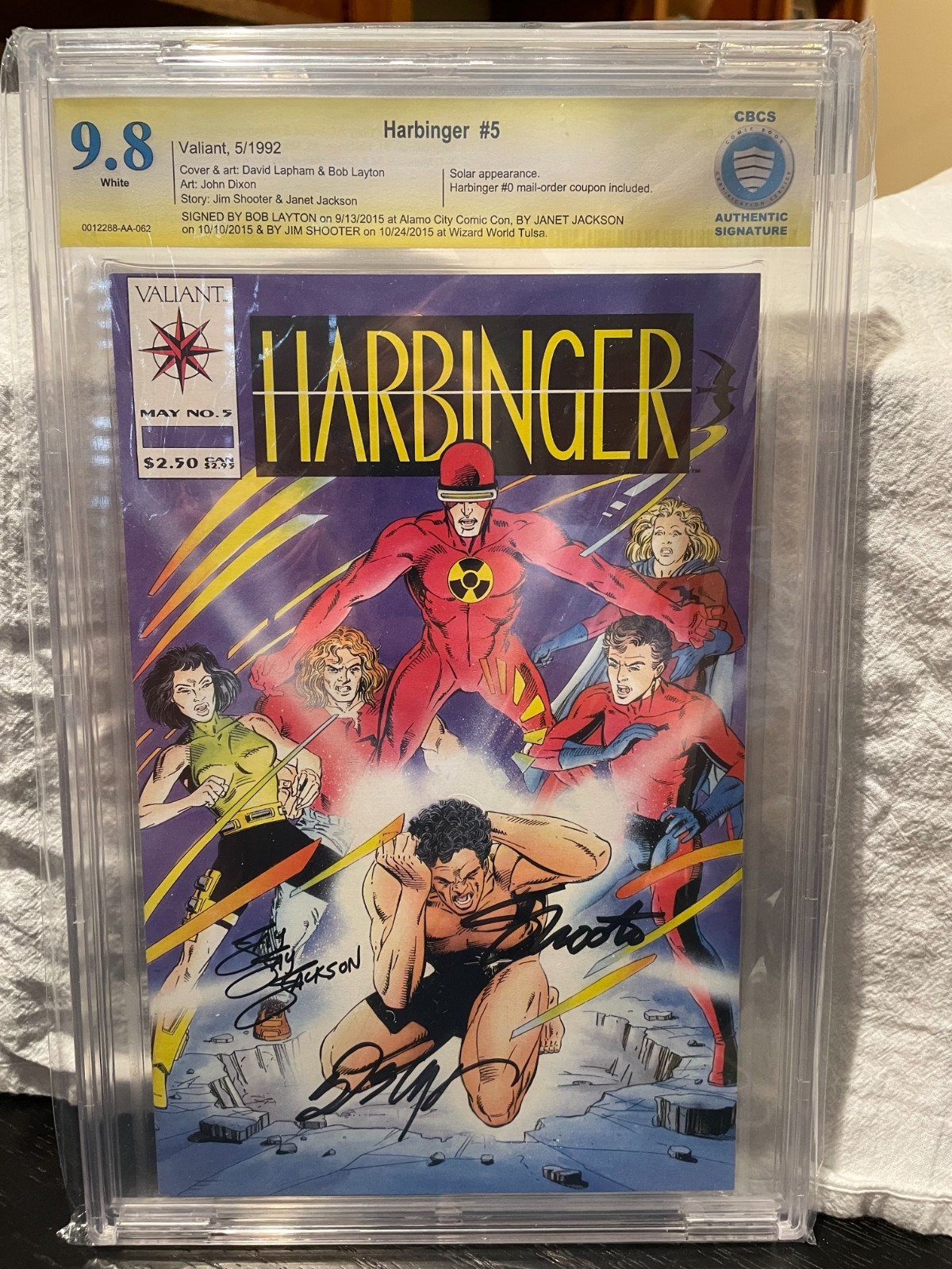 HARBINGER # 5 CBCS 9.8 Signedx3/SHOOTER/Layton/Jackson #0 Mail-Order Coupon