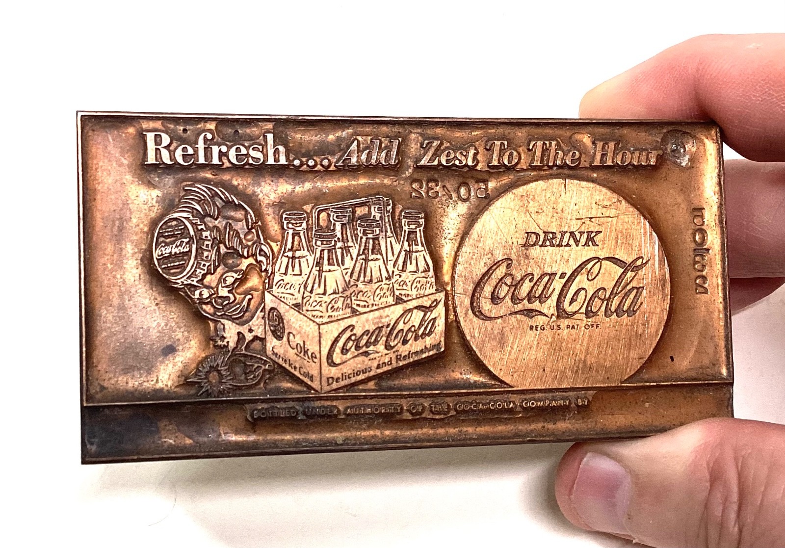 Coca Cola Copper Printing Plate / Block Sprite Boy 6 Bottle Carton