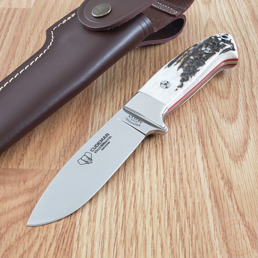 Cudeman Akeley Fixed Knife 4 Polished Finish Bohler N690 Steel Blade Stag Handle