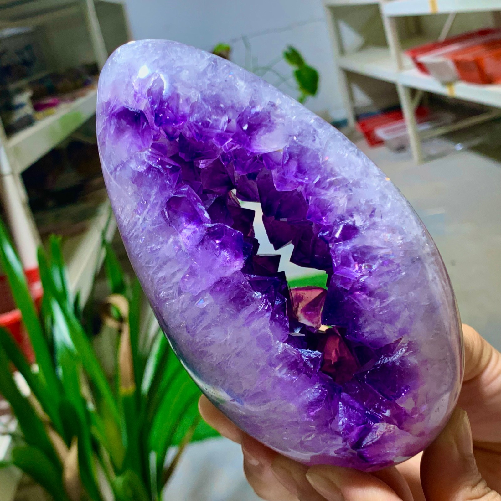 2.25LB Restoration of natural amethyst dinosaur egg cave crystal specimens