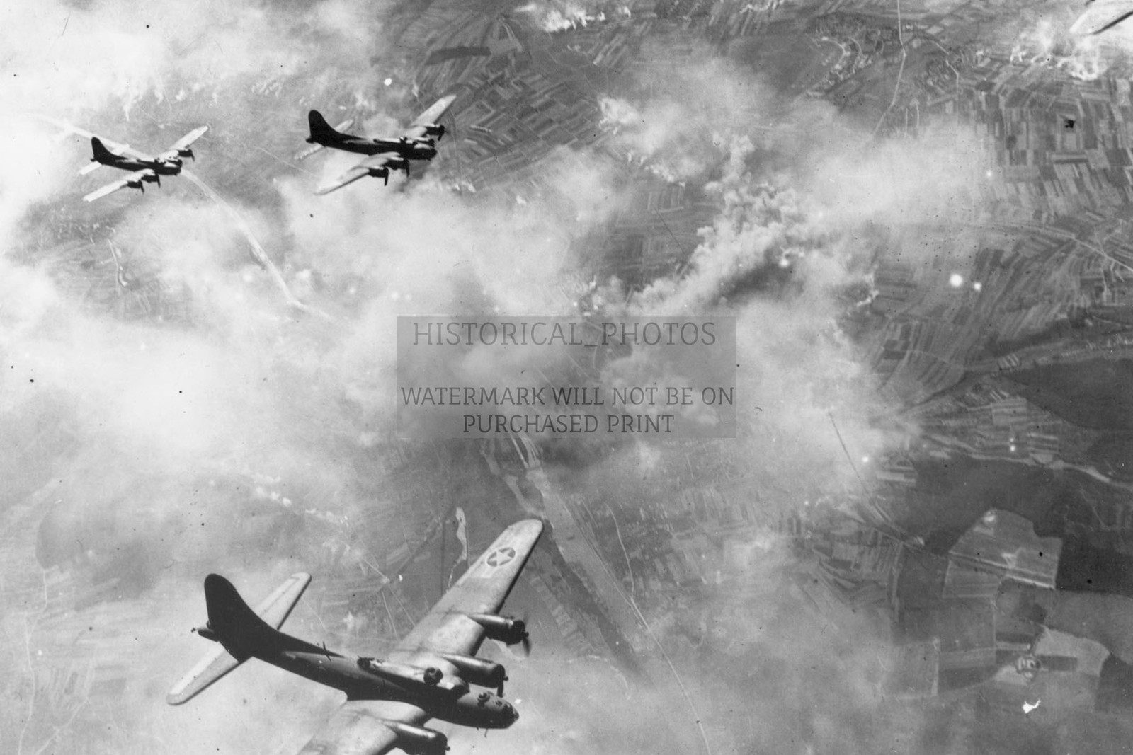 BOEING B-17F FORMATION SCHWEINFURT GERMANY 1943 4X6 PHOTO