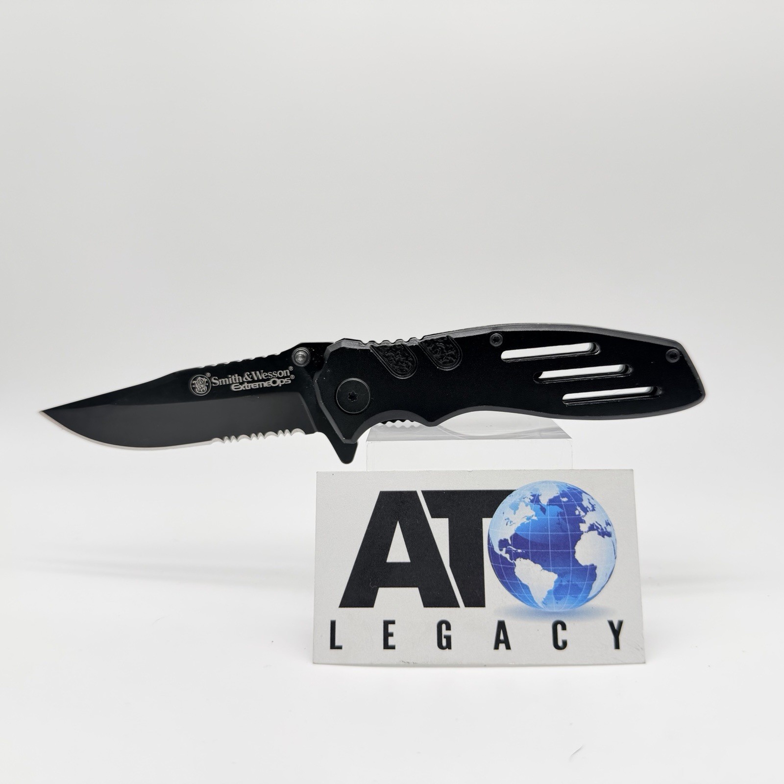 Smith & Wesson Extreme Ops SWA24S Folding Knife – Black Serrated Clip Point EDC