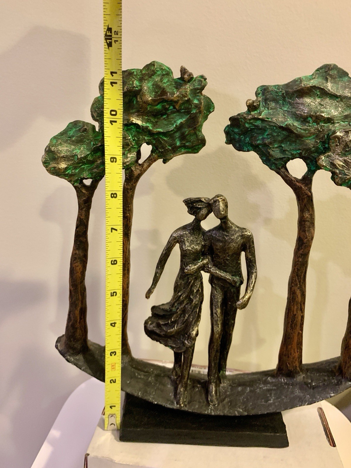 Rustic Cast Bronze-Look Table Sculpture Through The Years Impressionism 11”x 11”