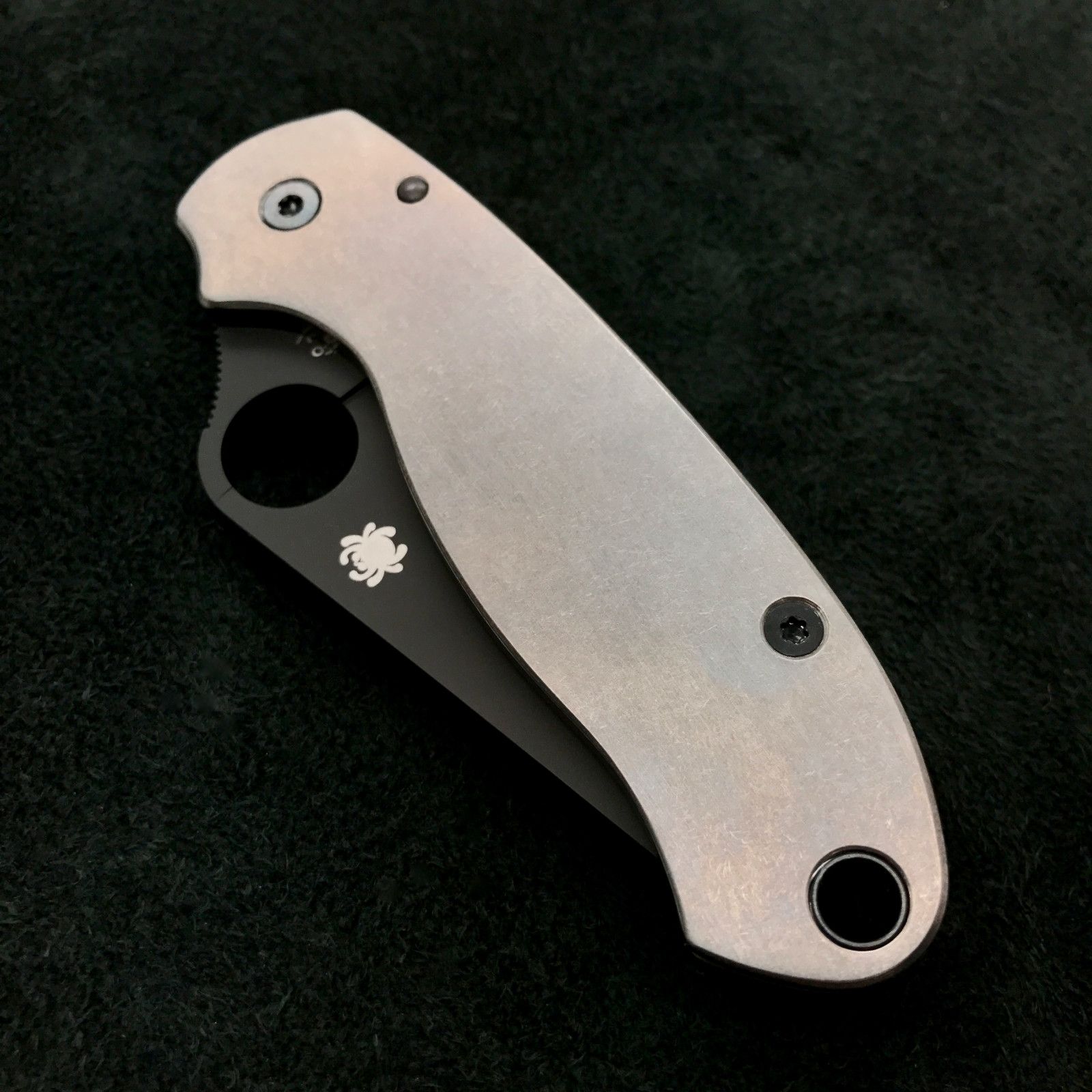 Spyderco Para 3 C223GPBK w/ stonewashed Titanium Scales and black hardware