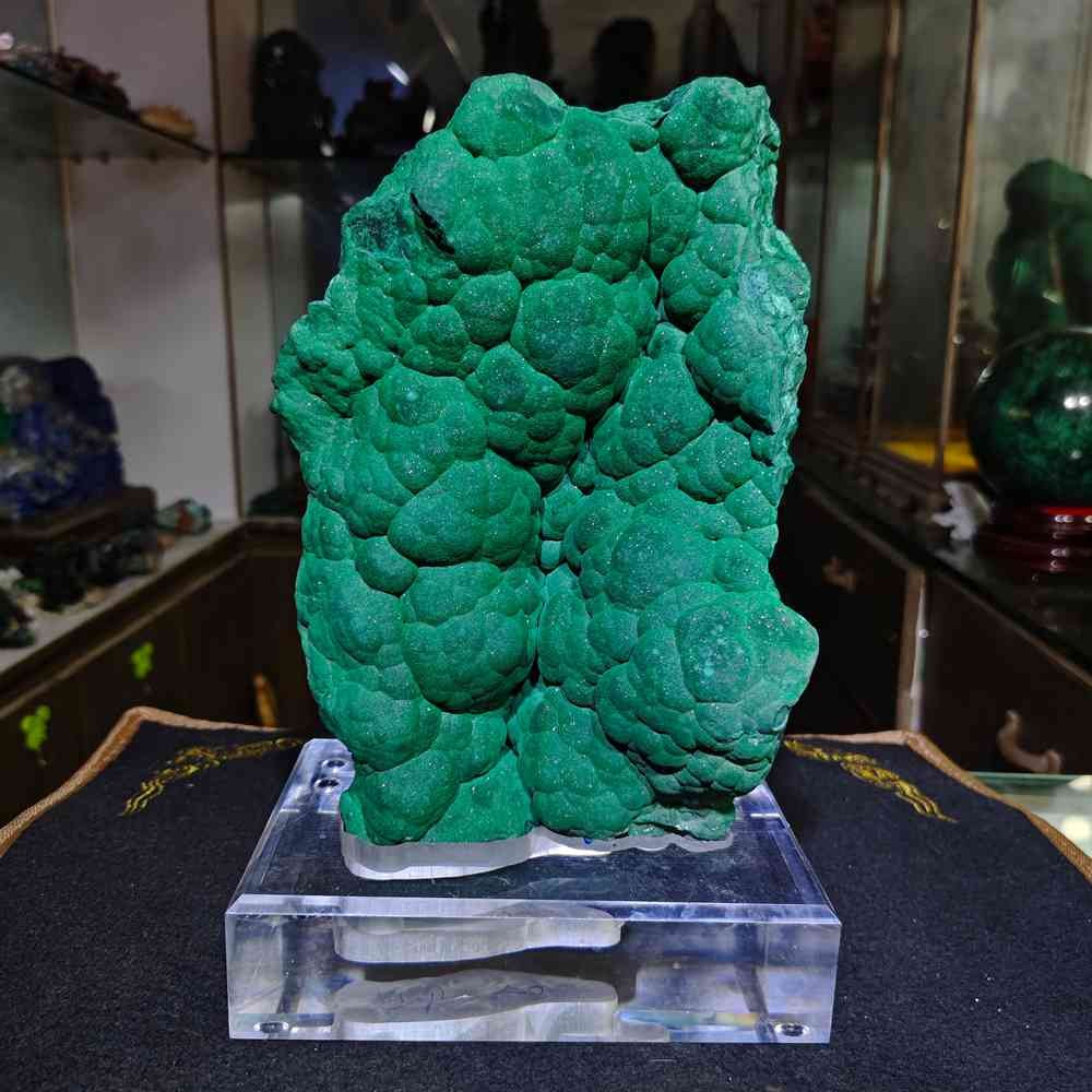 10.5LB Top Natural malachite quartz crystal rough mineral specimen healing+stand