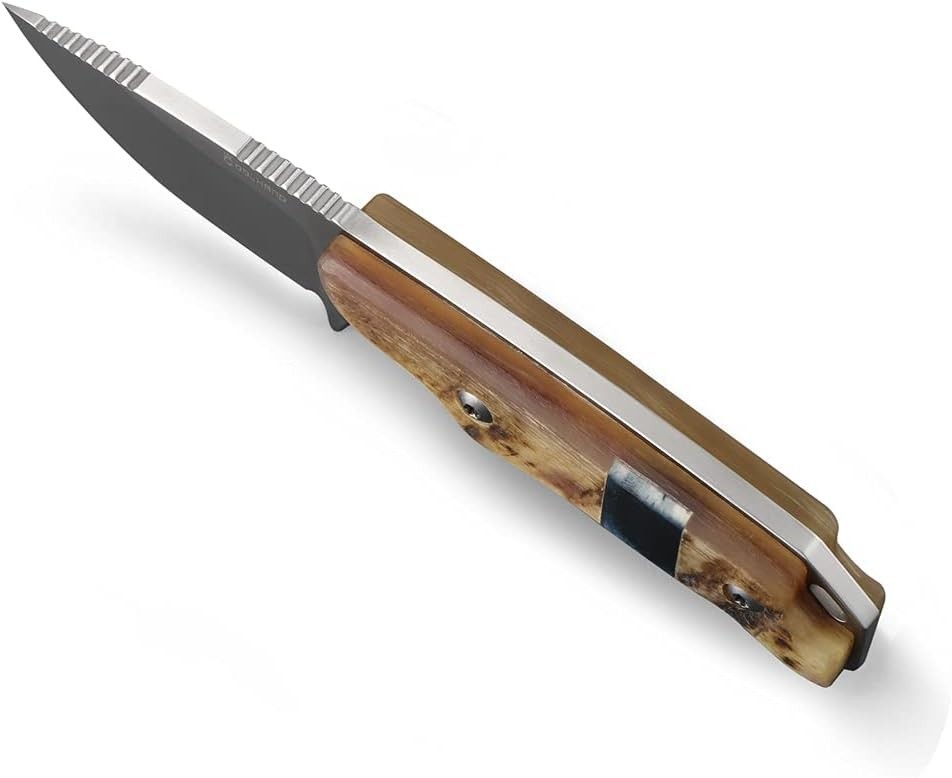 5.98″ Knife with Leather Sheath, Full Tang Compact Horizontal Carry Knife, Le…
