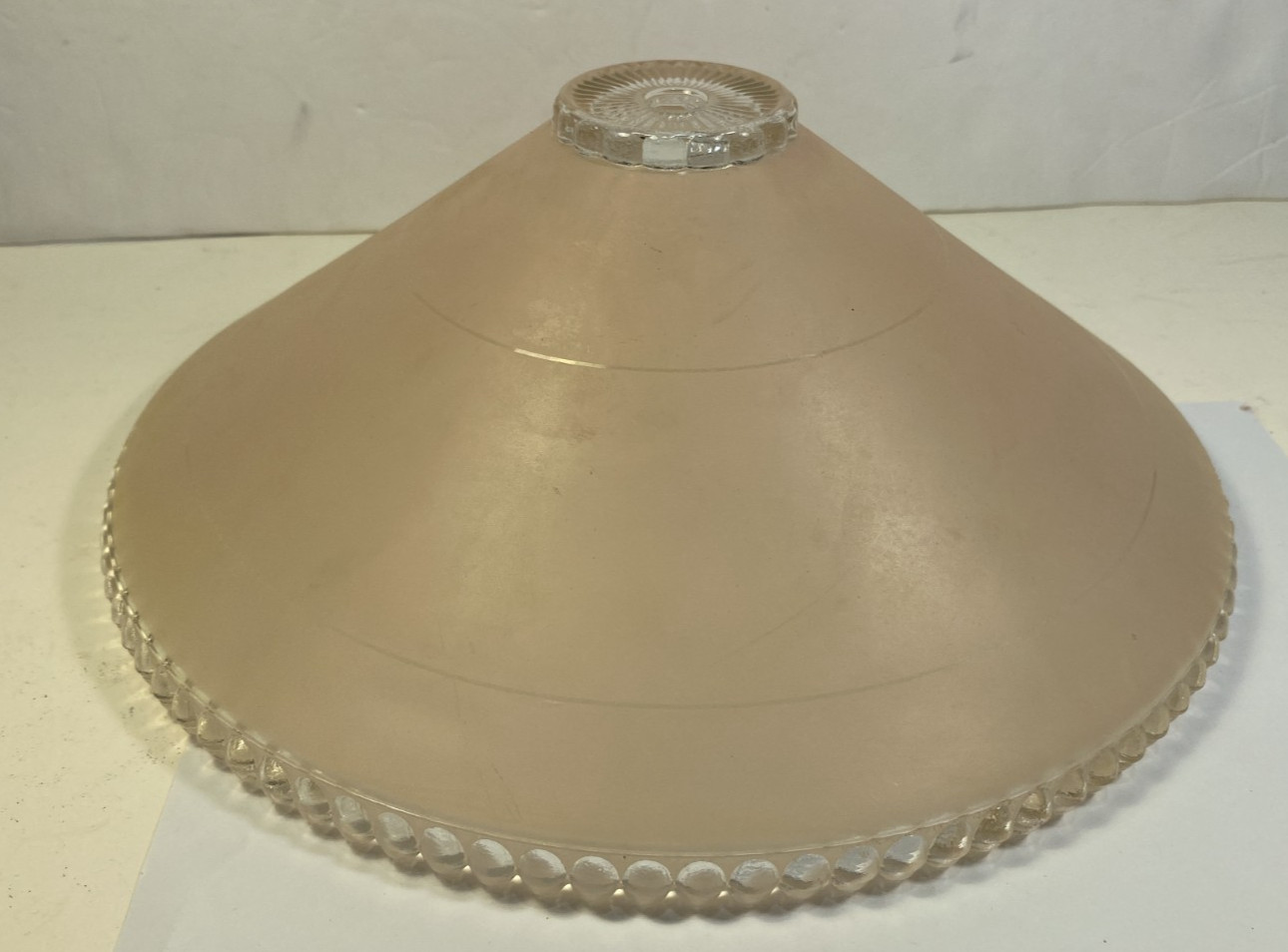 Vintage MCM Pink Frosted Light Fixture Ceiling Shade 11″