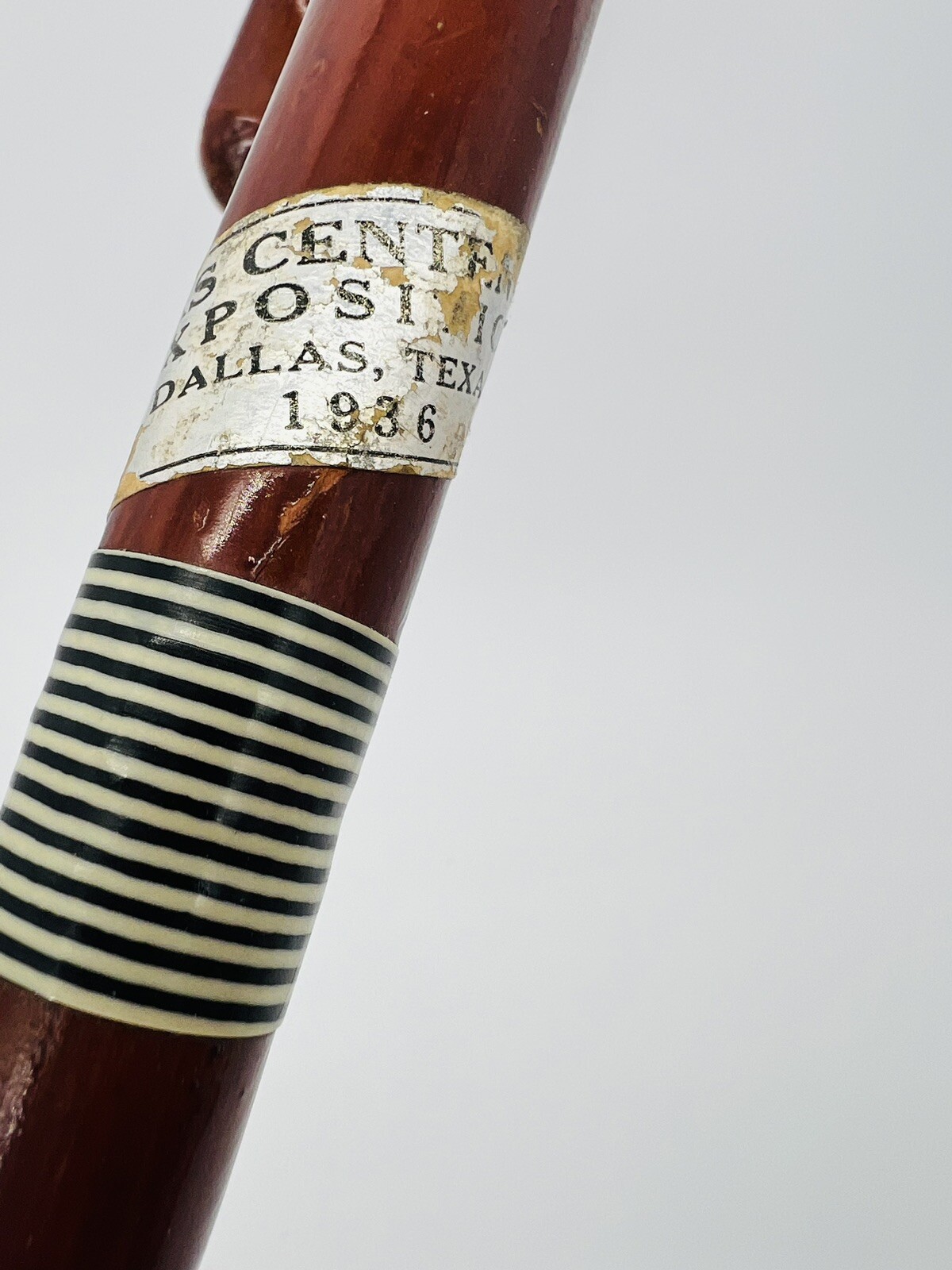 Texas Centennial Exposition Dallas 1936 Walking Cane Stick Original Label 35.5”