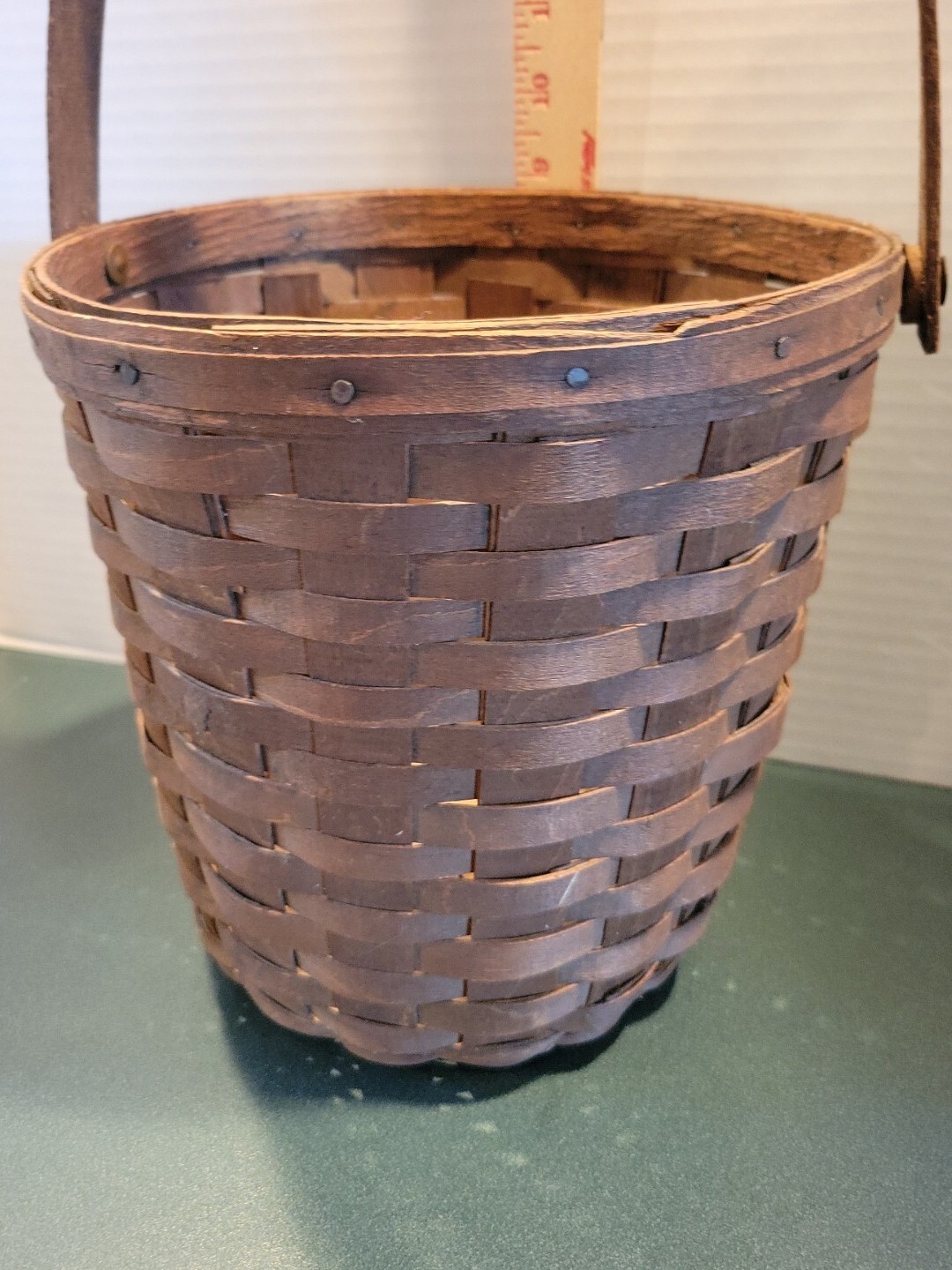 Longaberger old Tall Fruit Basket DARK STAIN, Unknown YEAR SEE Pictures!!