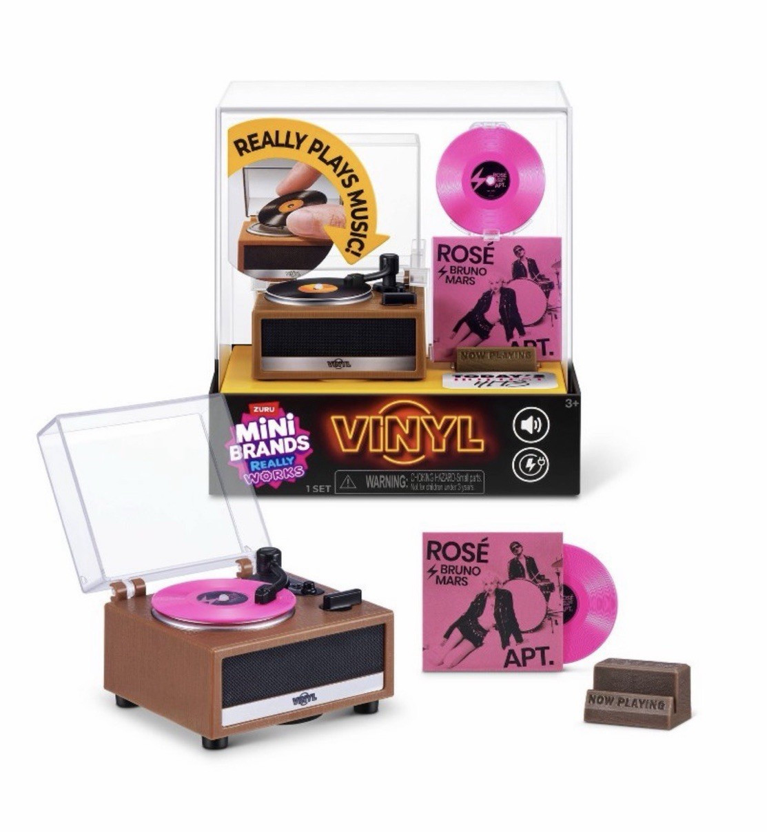 ZURU Mini Brands Mini Record Player Diorama Really Plays Music ROSÉ Bruno Mars