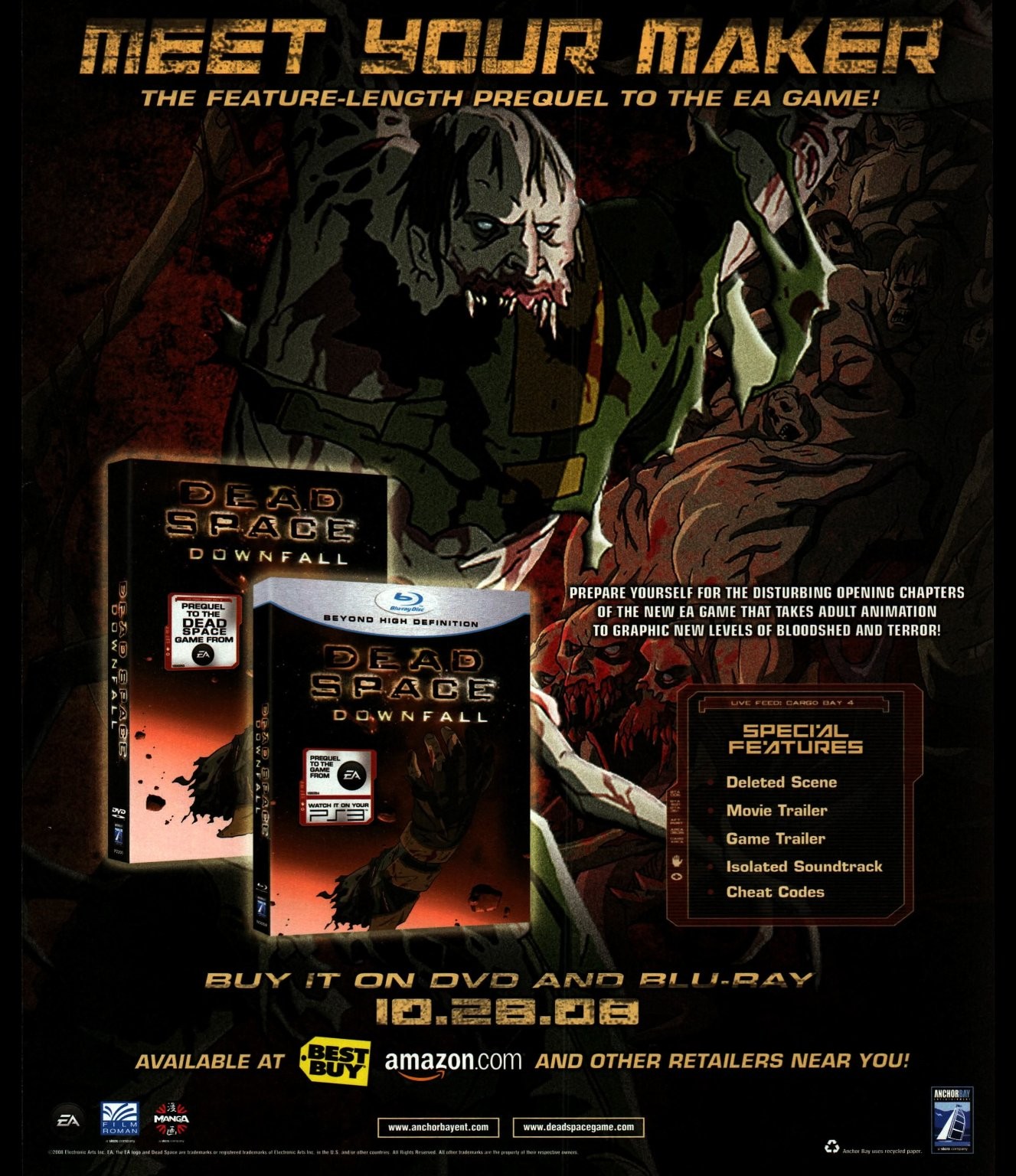Dead Space Downfall Magazine Ad Horror Video Game Promo Print 2008