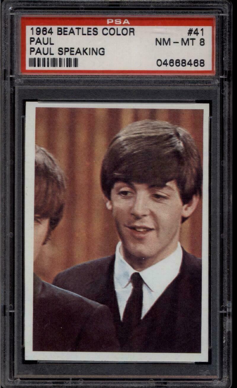 PSA 8 1964 Beatles Color Paul McCartney Rookie Card Topps The #41 60s Rock Music