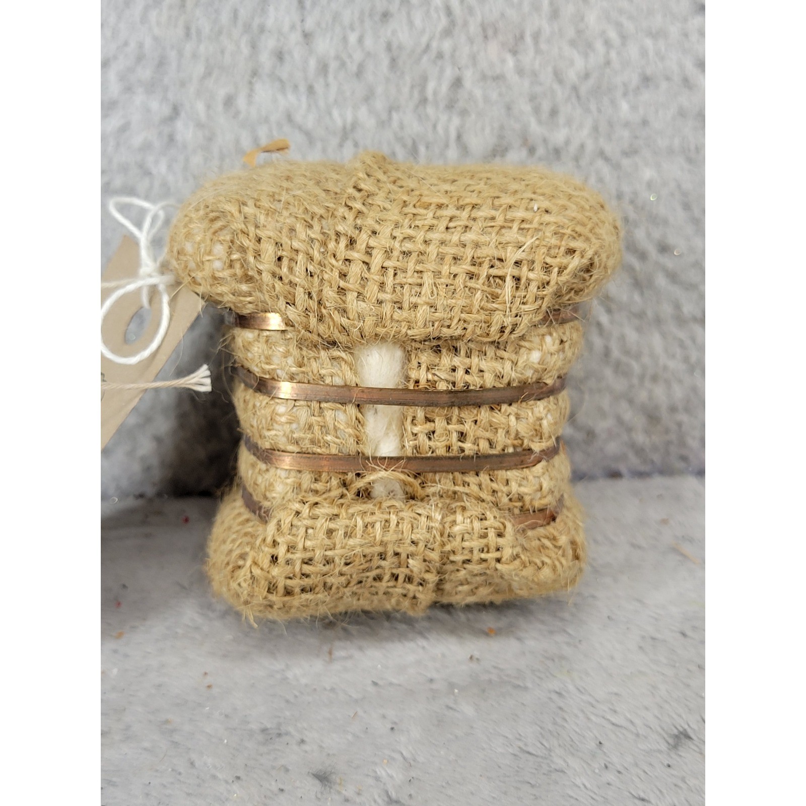 Texas Cotton Gin Museum Souvenir Miniature Cotton Bale Burlap Rustic Decor