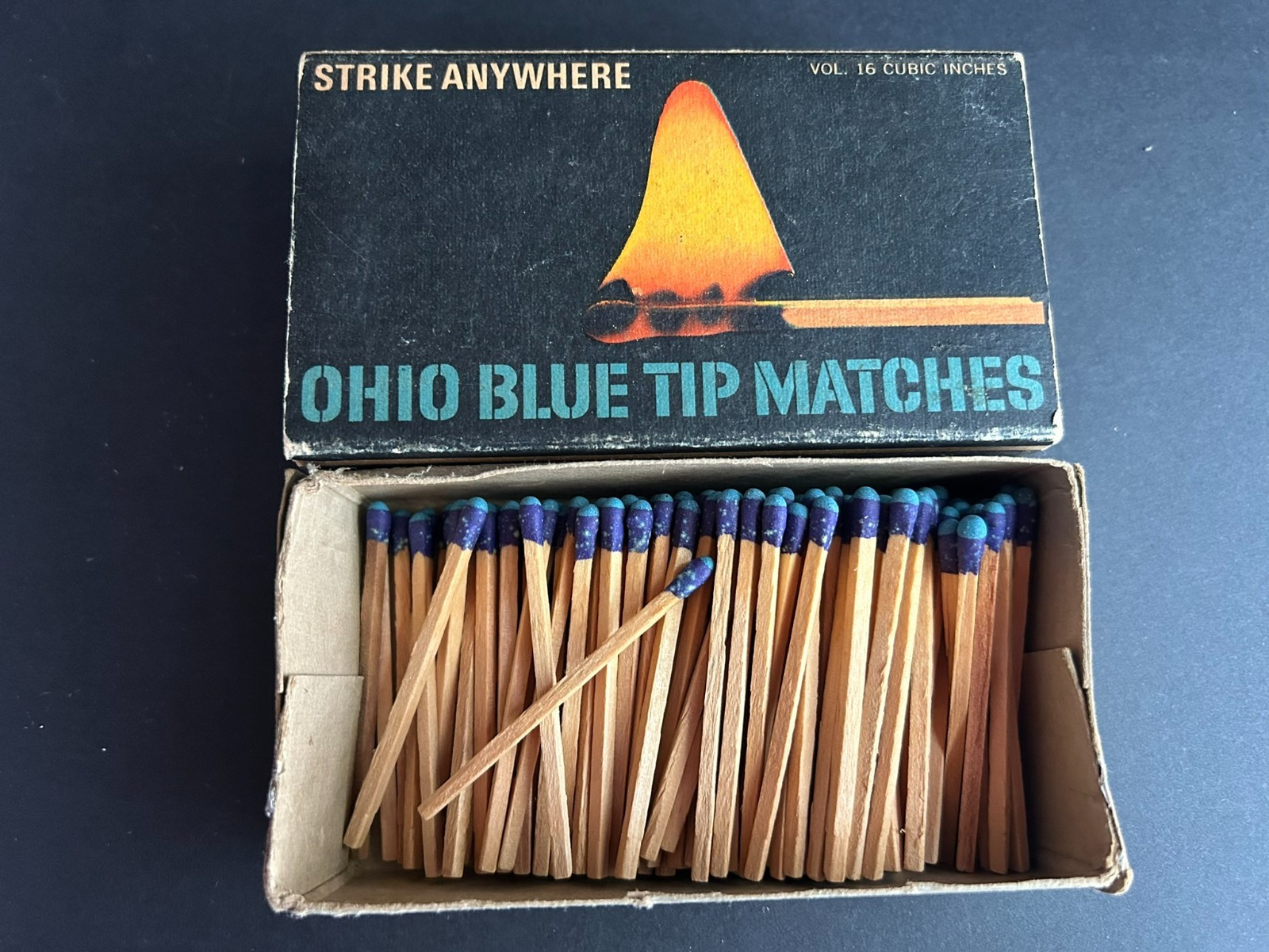 Vintage Box Ohio Blue Tip Matches Box (Half Full)