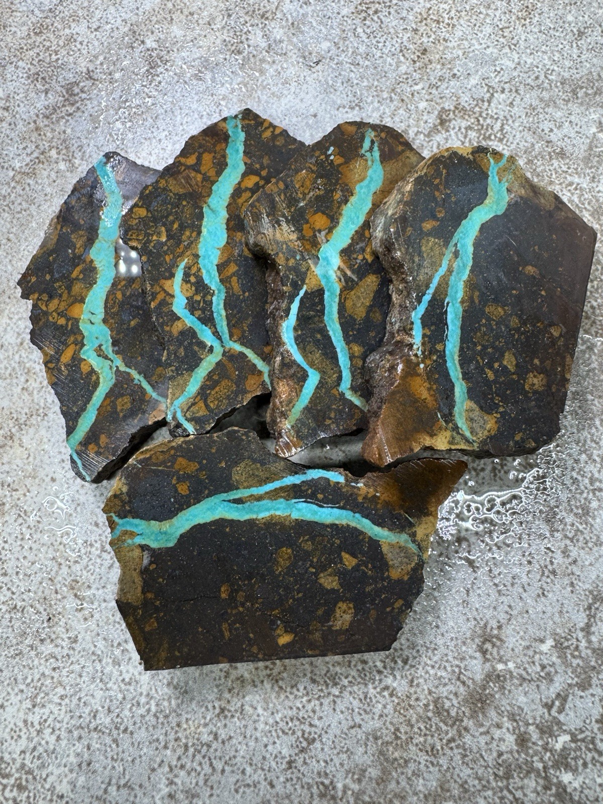 Stabilized Hubei Ribbon Rough , Super Unique , Blue , Yellow And Brown