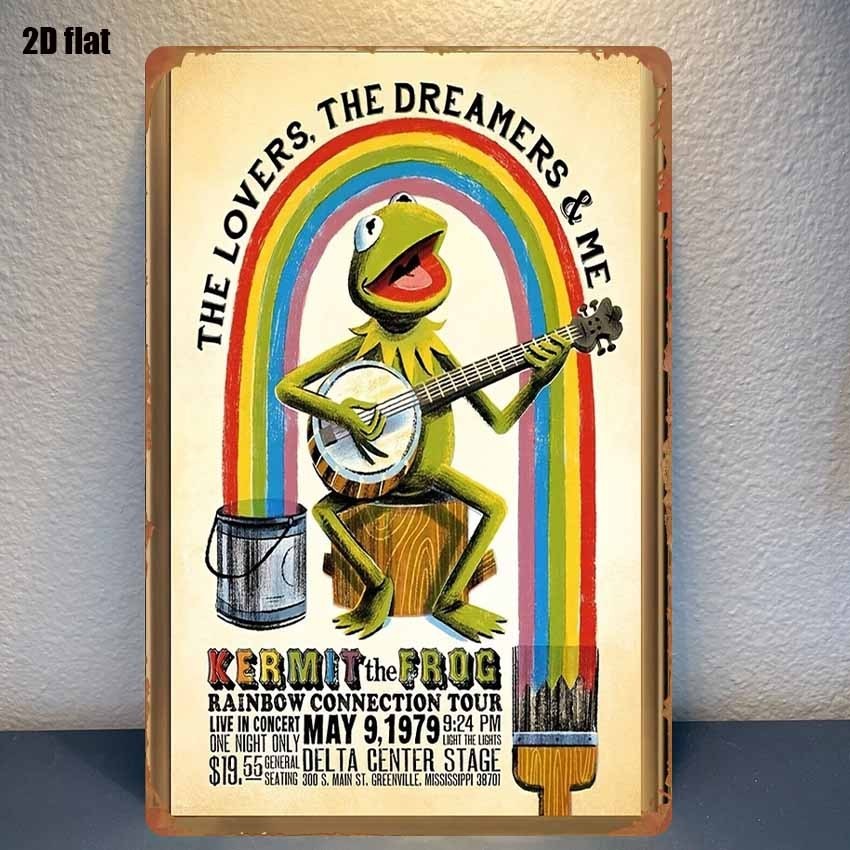 Frog Rainbow Connection Tour Tin Metal Signs Home Décor 8×12