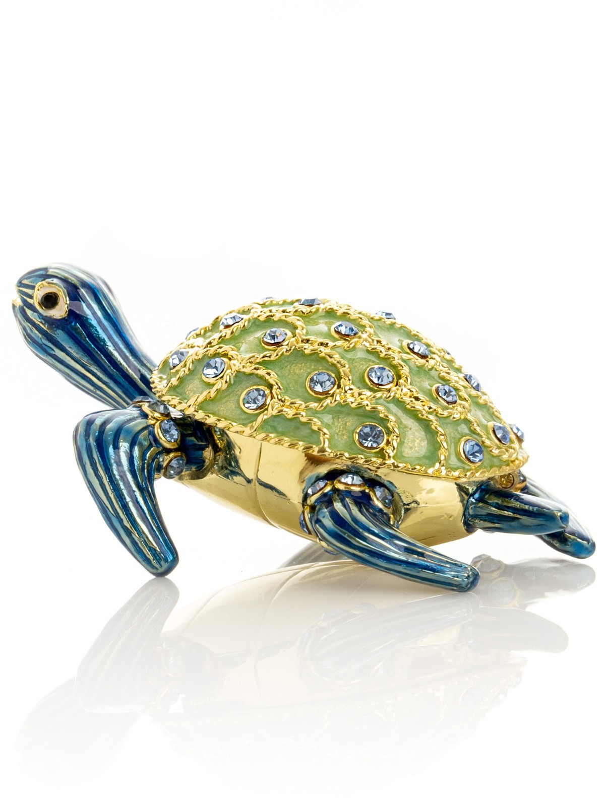 Keren Kopal Golden Turtle Hand made Trinket box Decorated with Austrian Crystals