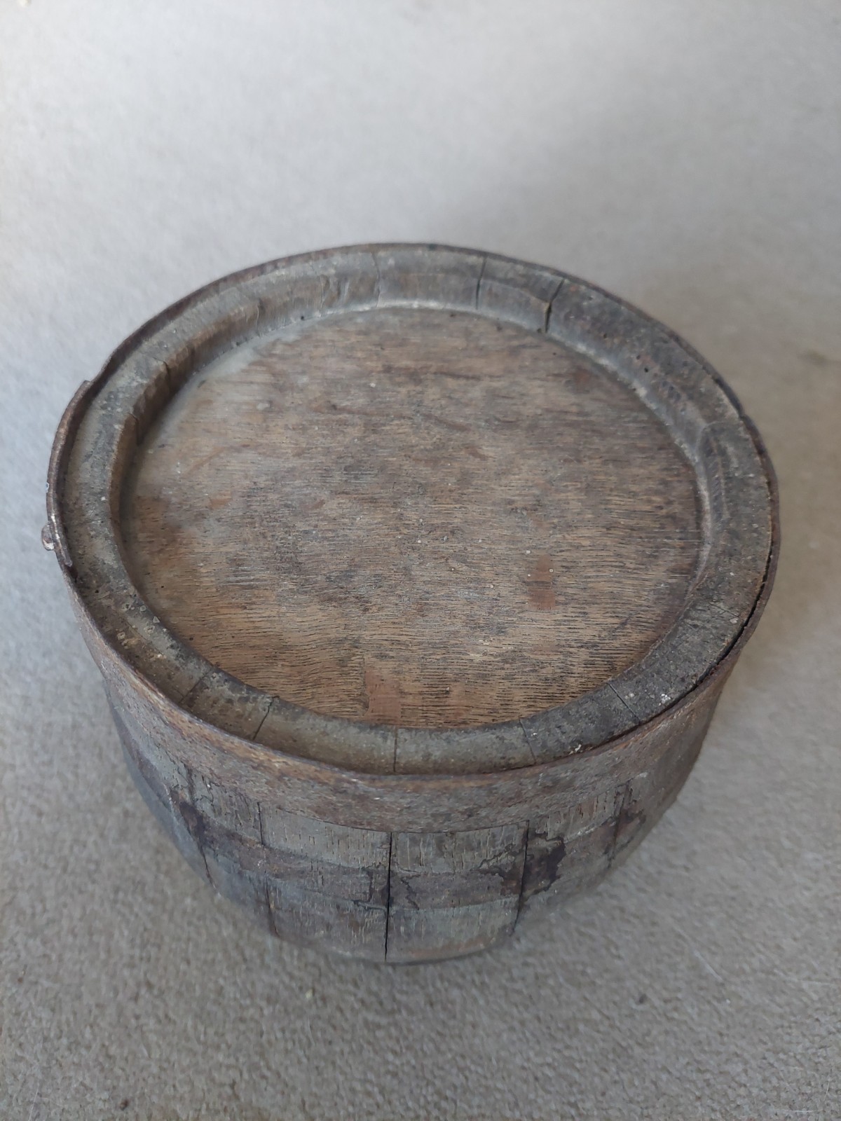 Vintage Wooden Barrel Keg With Iron Banding