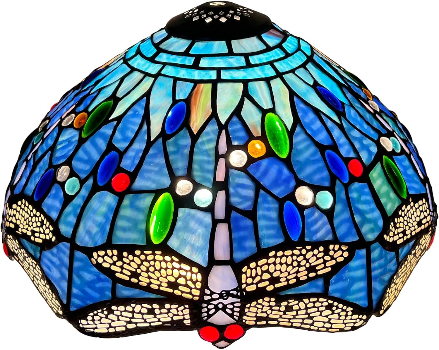 Tiffany Lamp Shade Blue Dragonfly Stained Glass 12 Inches Wide | Accessories Rep