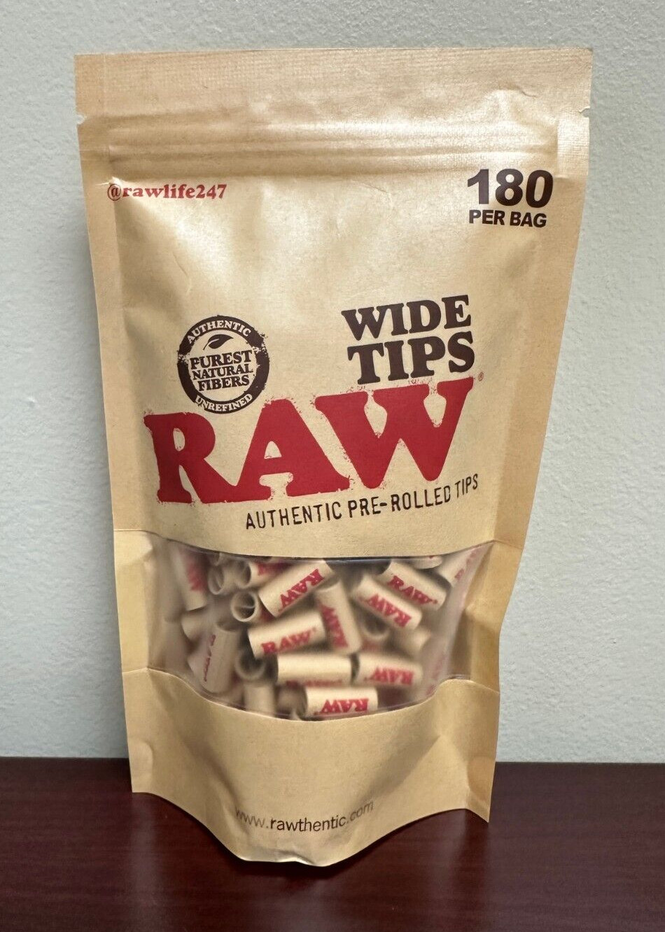 RAW Pre-Rolled WIDE Tips Filter Tips – 180 count Bag~Ready To Use