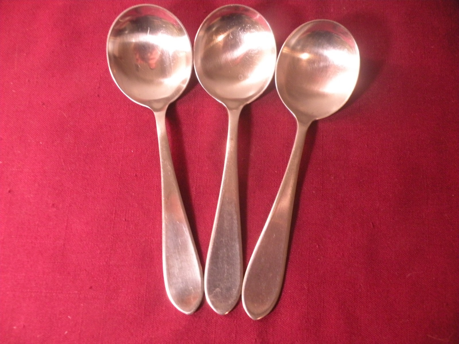Set Of 3 Round Bowl Soup Spoons Cohr Denmark Stainless Standard Pattern 6 5/8″