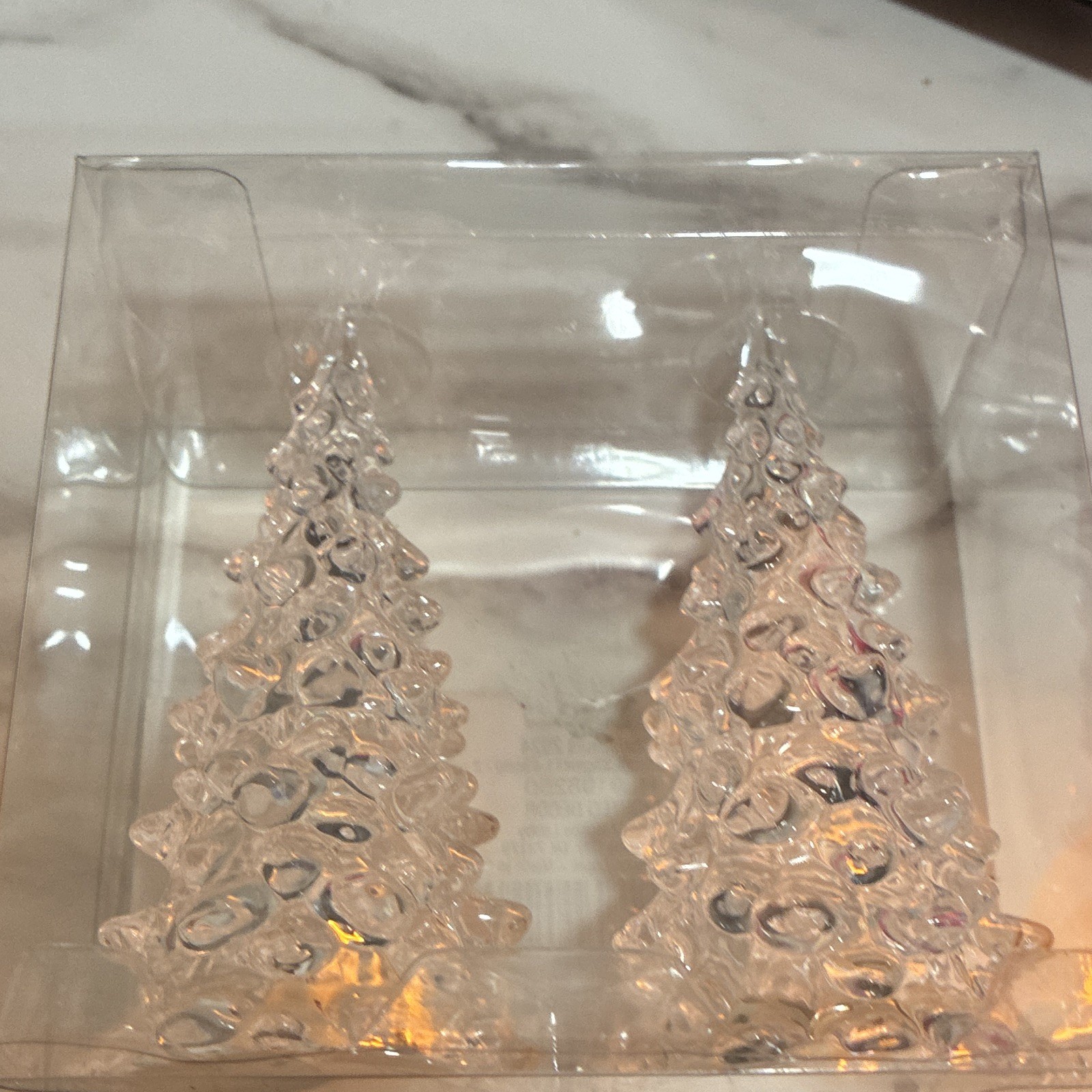 Hobby Lobby Lighted Clear Acrylic Christmas Tree Decor 2-Pack 4.5 in