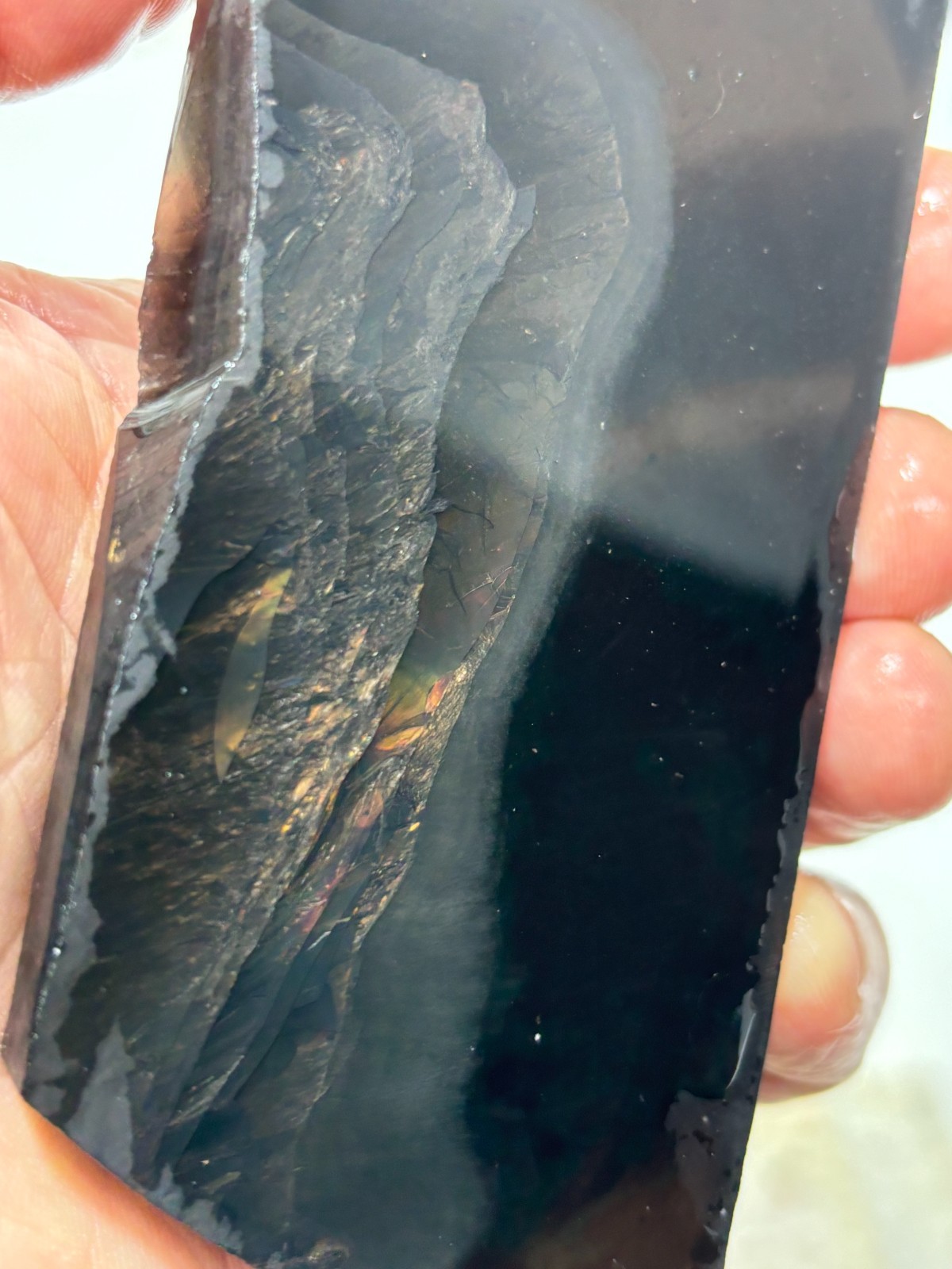 Fire Obsidian Slab Lapidary Cabbing Knapping Combo ship avail