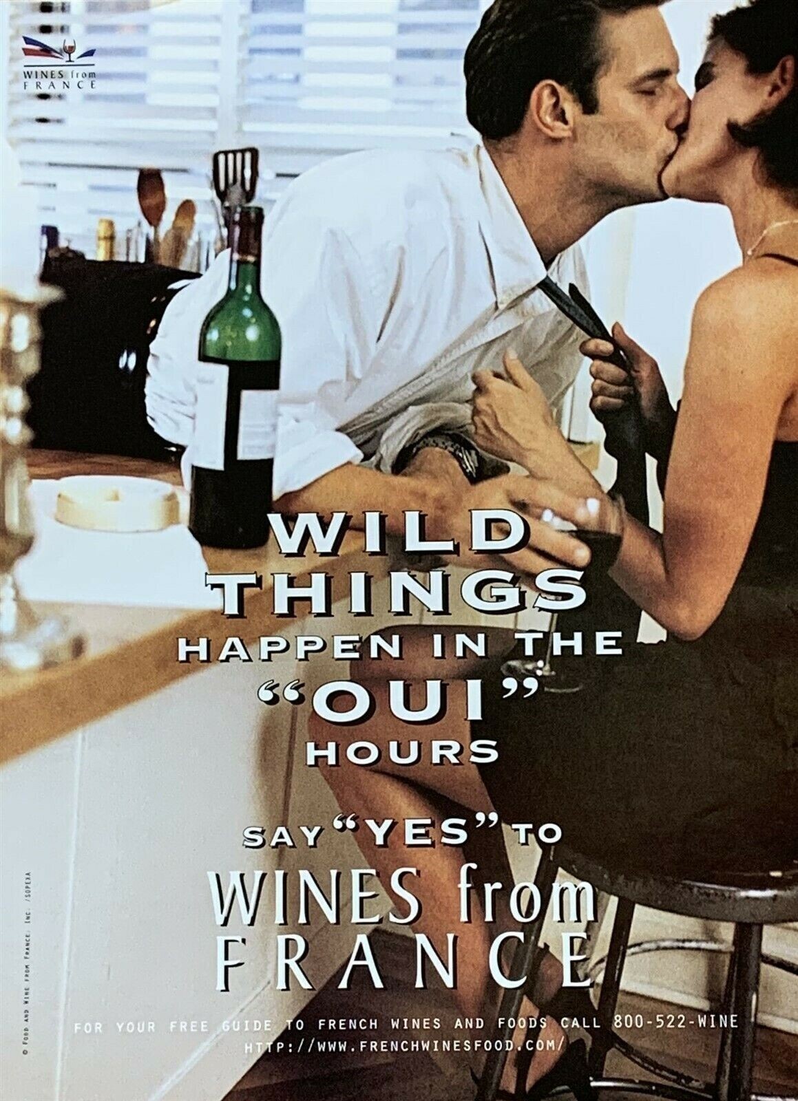 1996 WINES from FRANCE Wild Things Happen in the OUI Hours Vintage PRINT AD