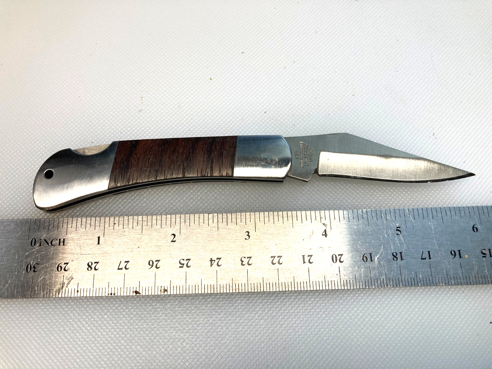 Meyerco Lockback Knife Wood Handle Turquoise Inlay