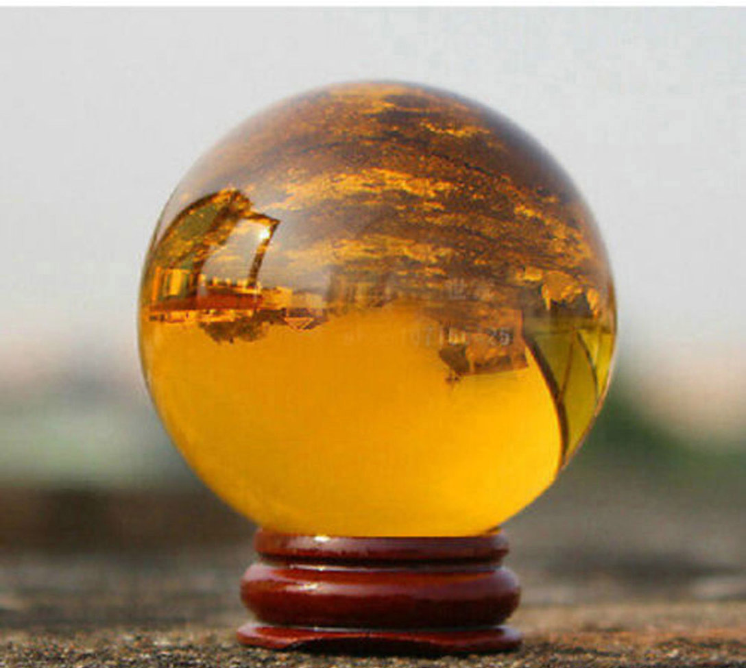 Natural Citrine Calcite Quartz Crystal Sphere Ball Healing Gemstone38-42MM+Stand