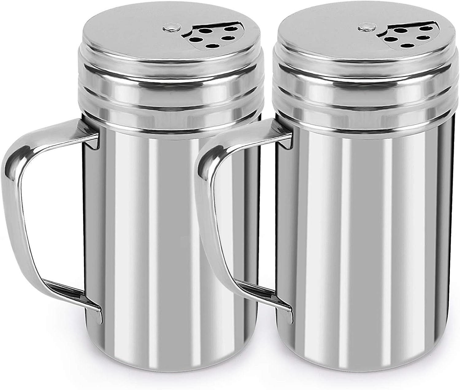13Oz Salt and Pepper Shakers with Adjustable Pour Holes, Stainless Steel Dredge