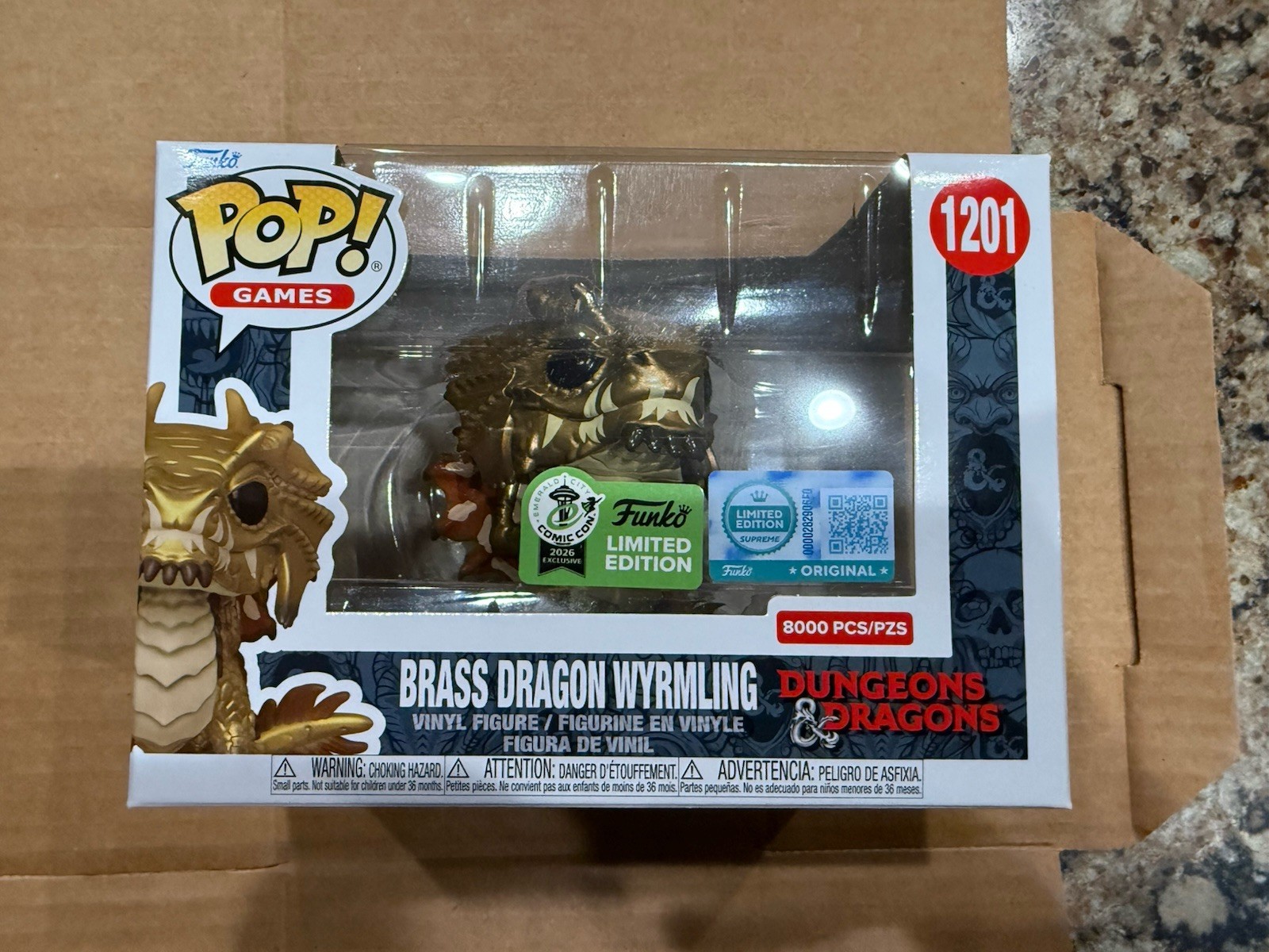 Dungeons & Dragons Funko Pop Brass Dragon Wyrmling LE 8000 PCS ECCC CON STICKER