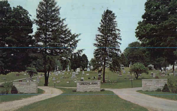 Plymouth, Ohio OH Greenlawn Cemetery Entrance Chrome Original Vintage Postcard