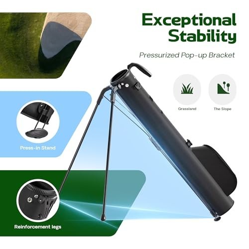 Lightweight Golf Stand Bag – Par 3 Sunday Bag with 2-Way Dividers, Rain Hood, St