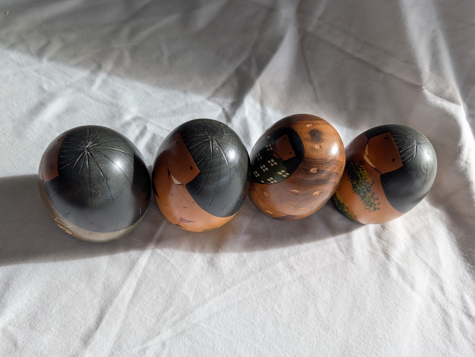 4 of Vtg Japanese Creative SOSAKU Kokeshi dolls 9.5cm 3.7″ USABURO Four seasons