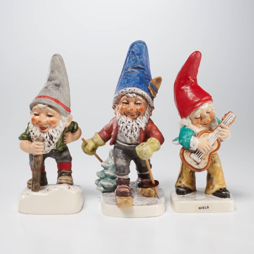 Goebel Co Boy Gnome Guitar Skier Hiker Outdoorsy Figurines 3p Lot 1970s