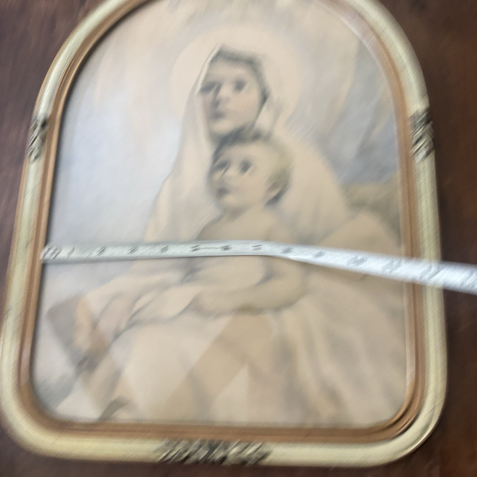 Antique Victorian Wood Picture Frame 13.5″ x 17.5″ Gold Gesso Ornate Arched Top