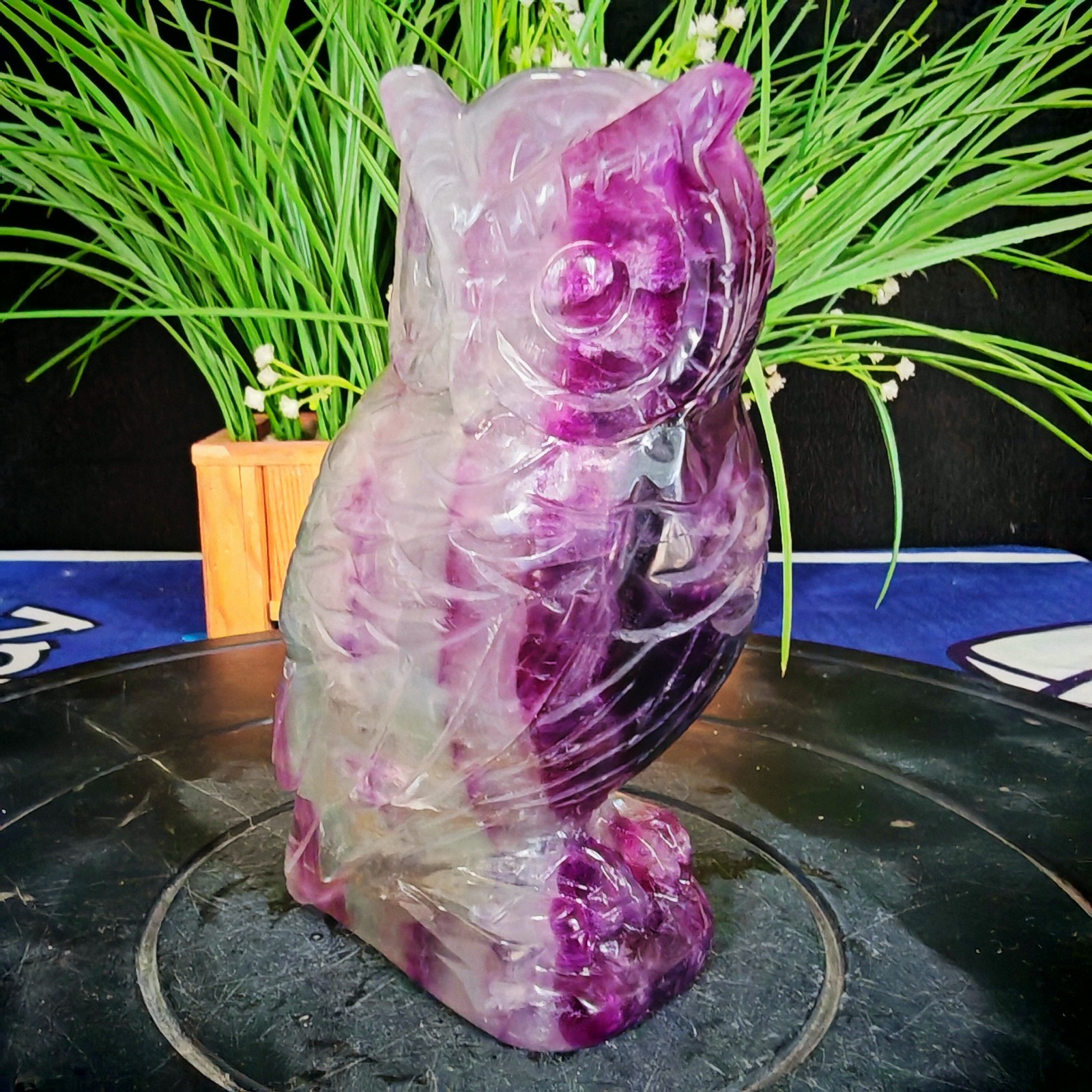3.41LB Top natural crystal hand carved therapeutic artwork 1550g